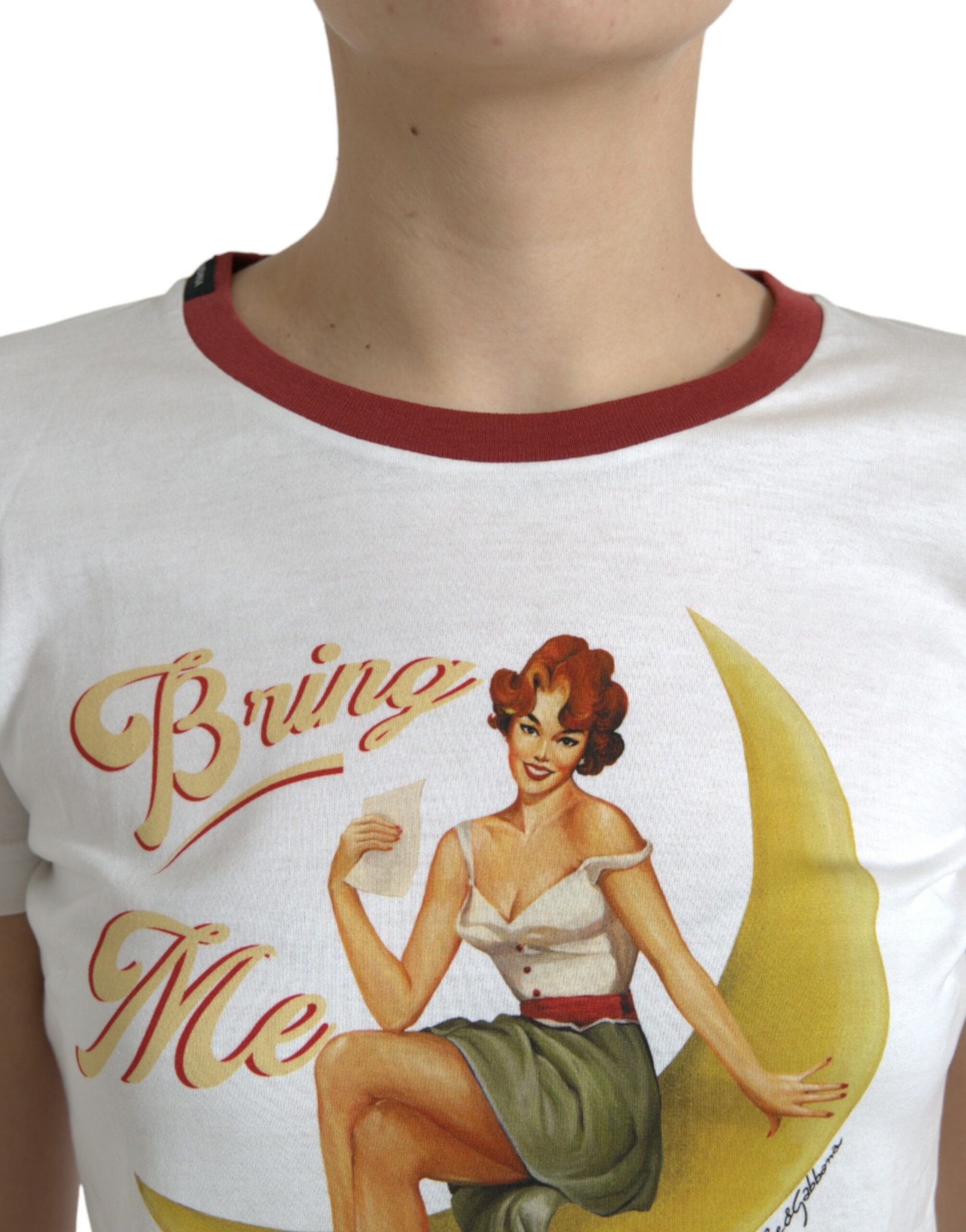 Dolce & Gabbana White Bring Me To The Moon T-shirt Top