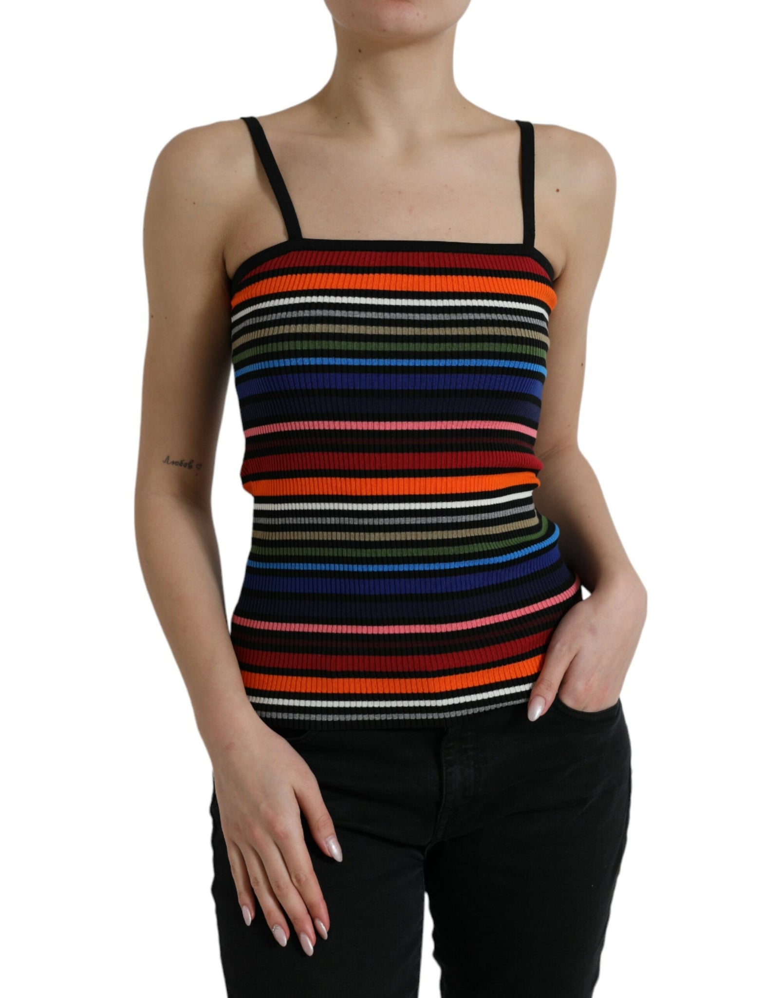 Dolce & Gabbana Multicolor Stripes Spaghetti Strap Tank Top