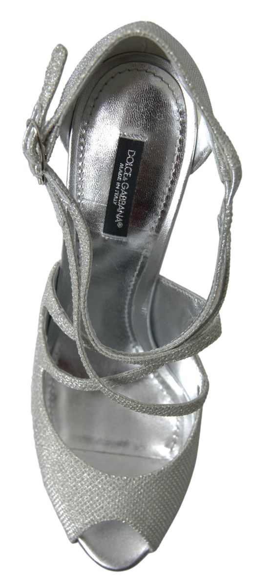 Dolce & Gabbana Silver Shimmers Sandals Heel Pumps Shoes