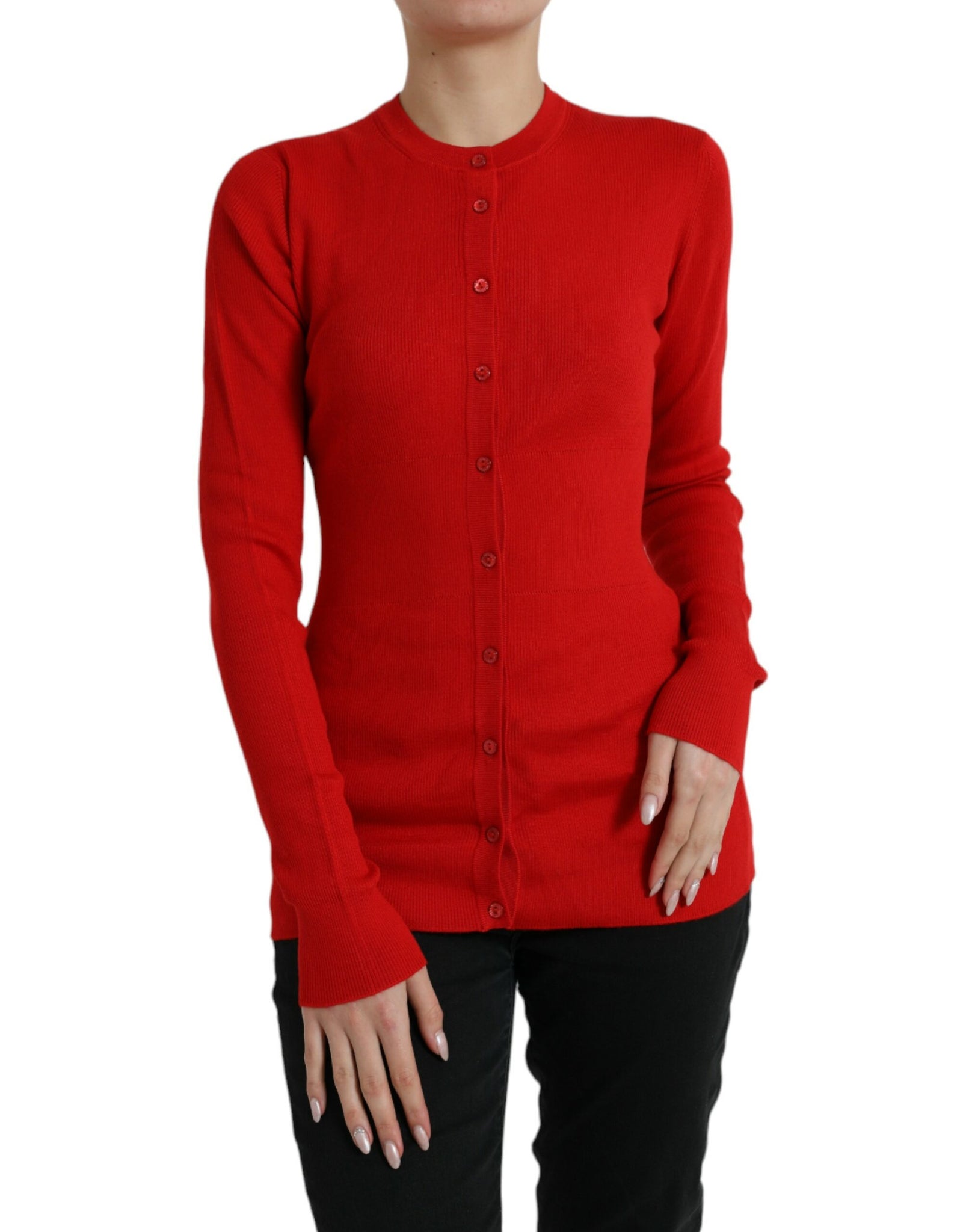 Dolce & Gabbana Red Cashmere Button Down Cardigan Sweater