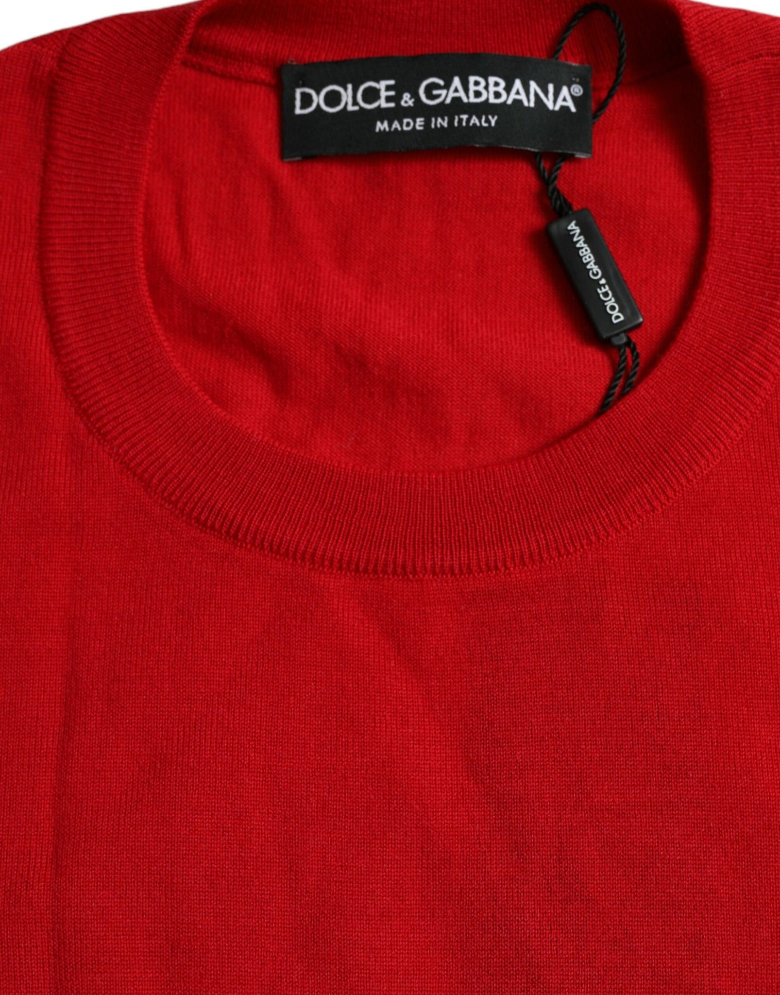 Dolce & Gabbana Red Wool Knitted Crew Neck Pullover Sweater