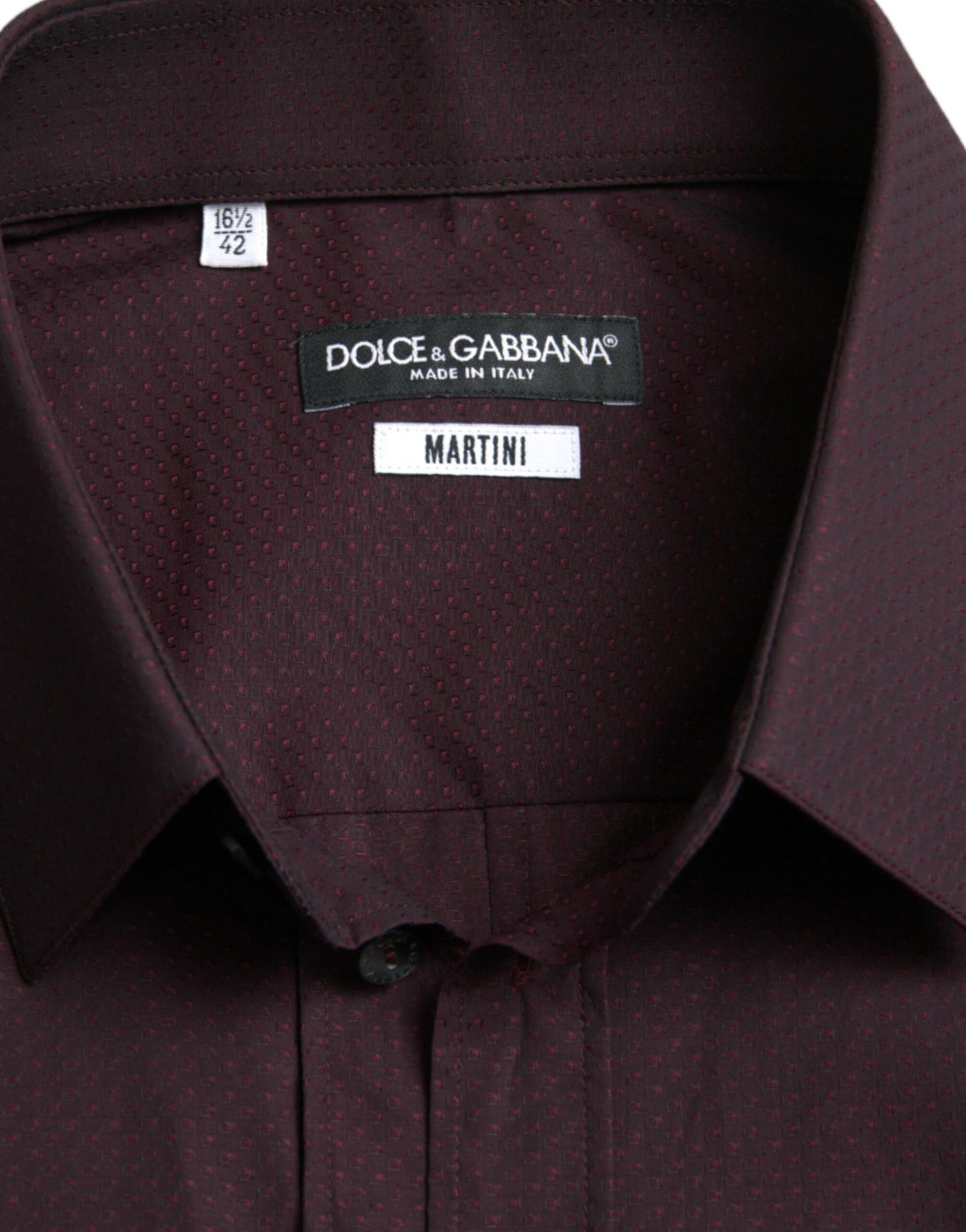 Dolce & Gabbana Maroon Jacquard Formal Dress MARTINI Shirt