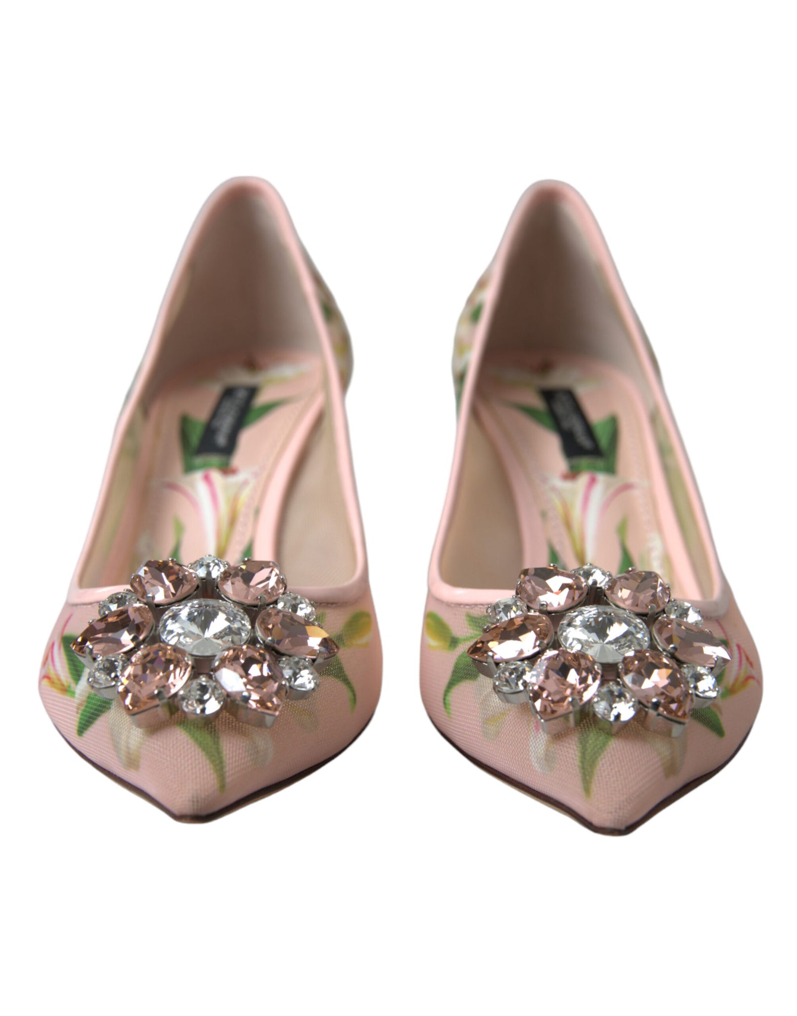 Dolce & Gabbana Pink Floral Crystal Heels Pumps Shoes