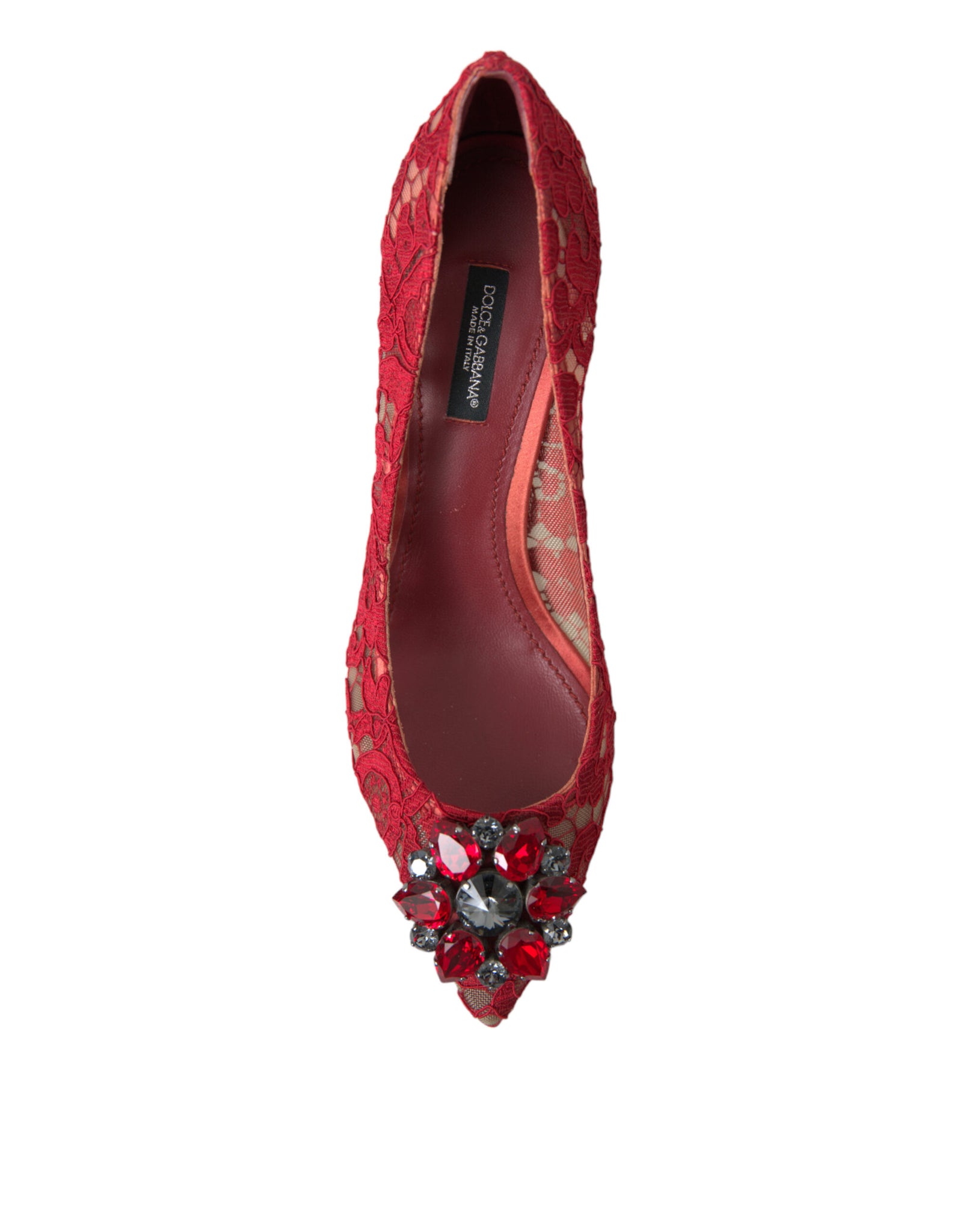 Dolce & Gabbana Red Taormina Lace Crystal Heels Pumps Shoes