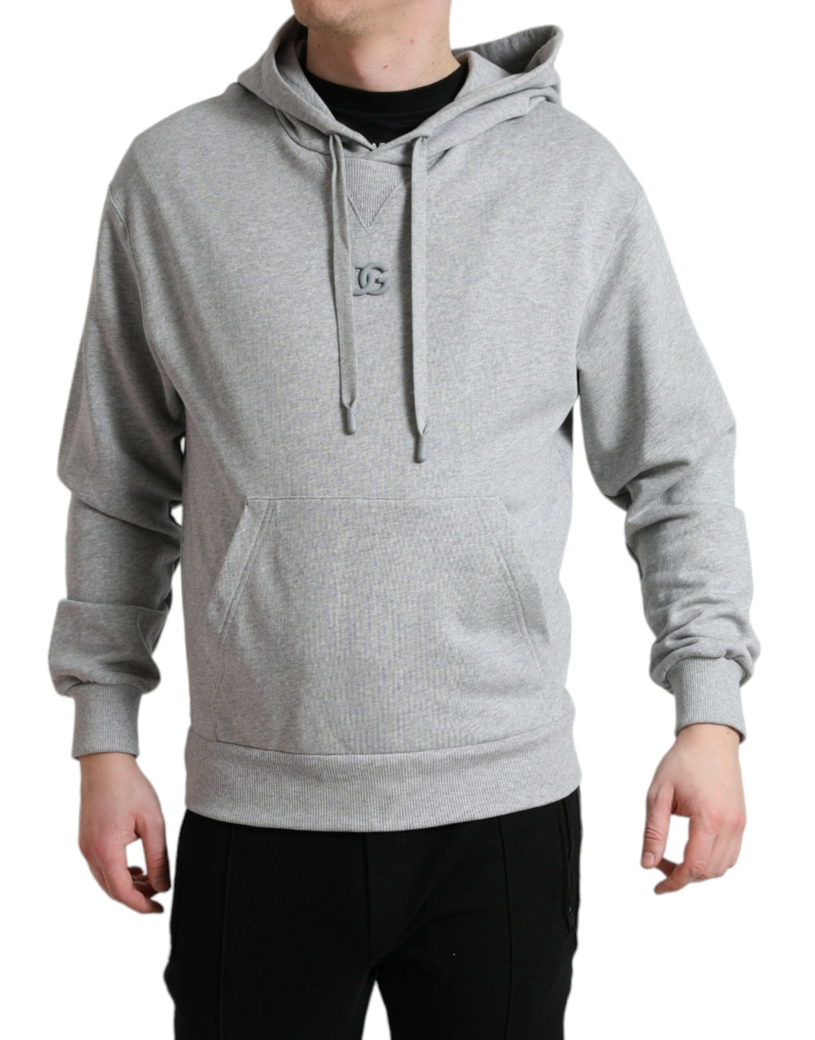 Dolce & Gabbana Gray Cotton Logo Hooded Sweatshirt Sweater