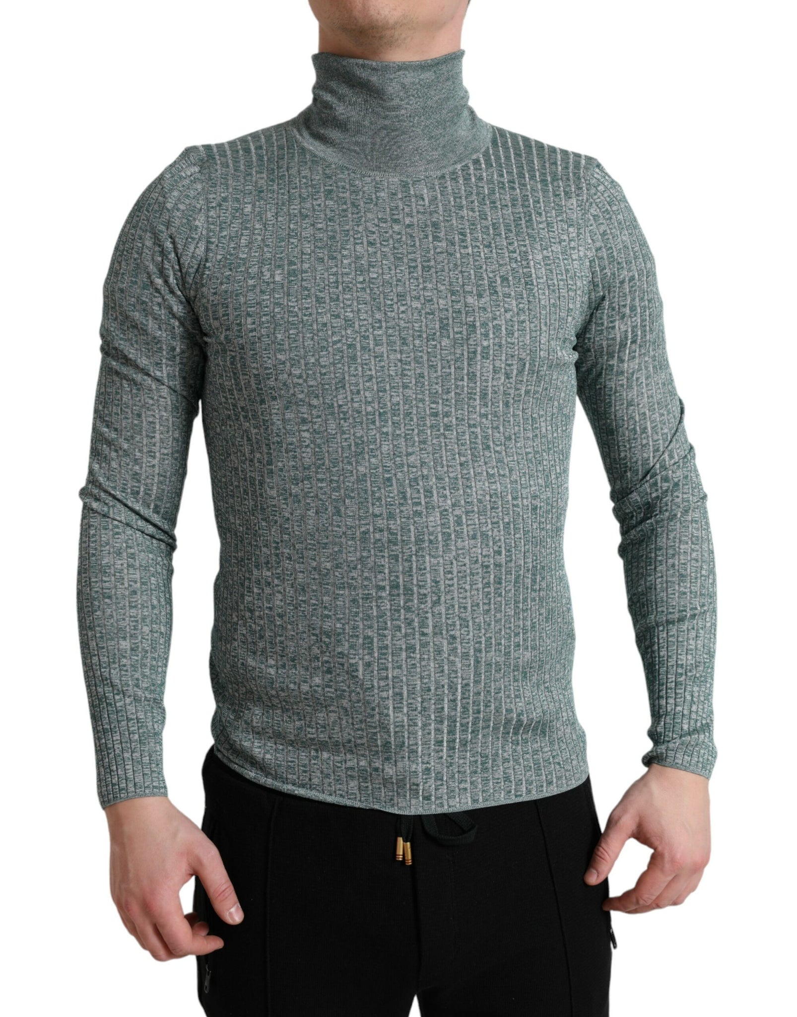 Dolce & Gabbana Green Polyester Turtleneck Pullover Sweater