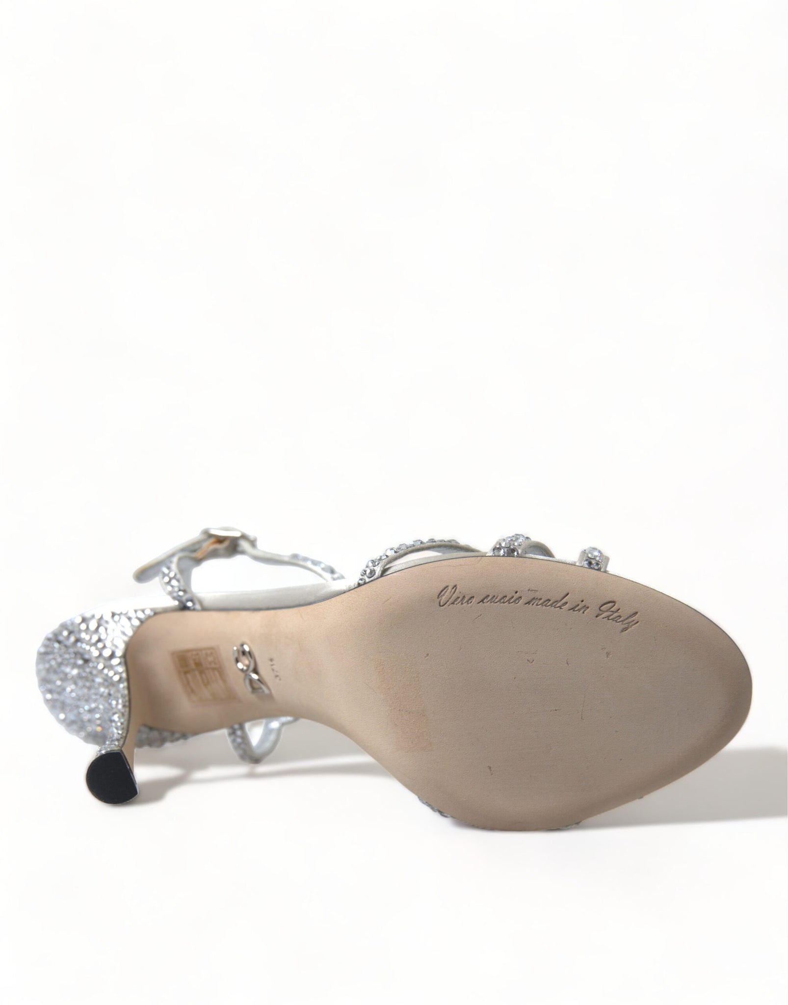 Dolce & Gabbana Silver Crystal Ankle Strap Sandals Shoes