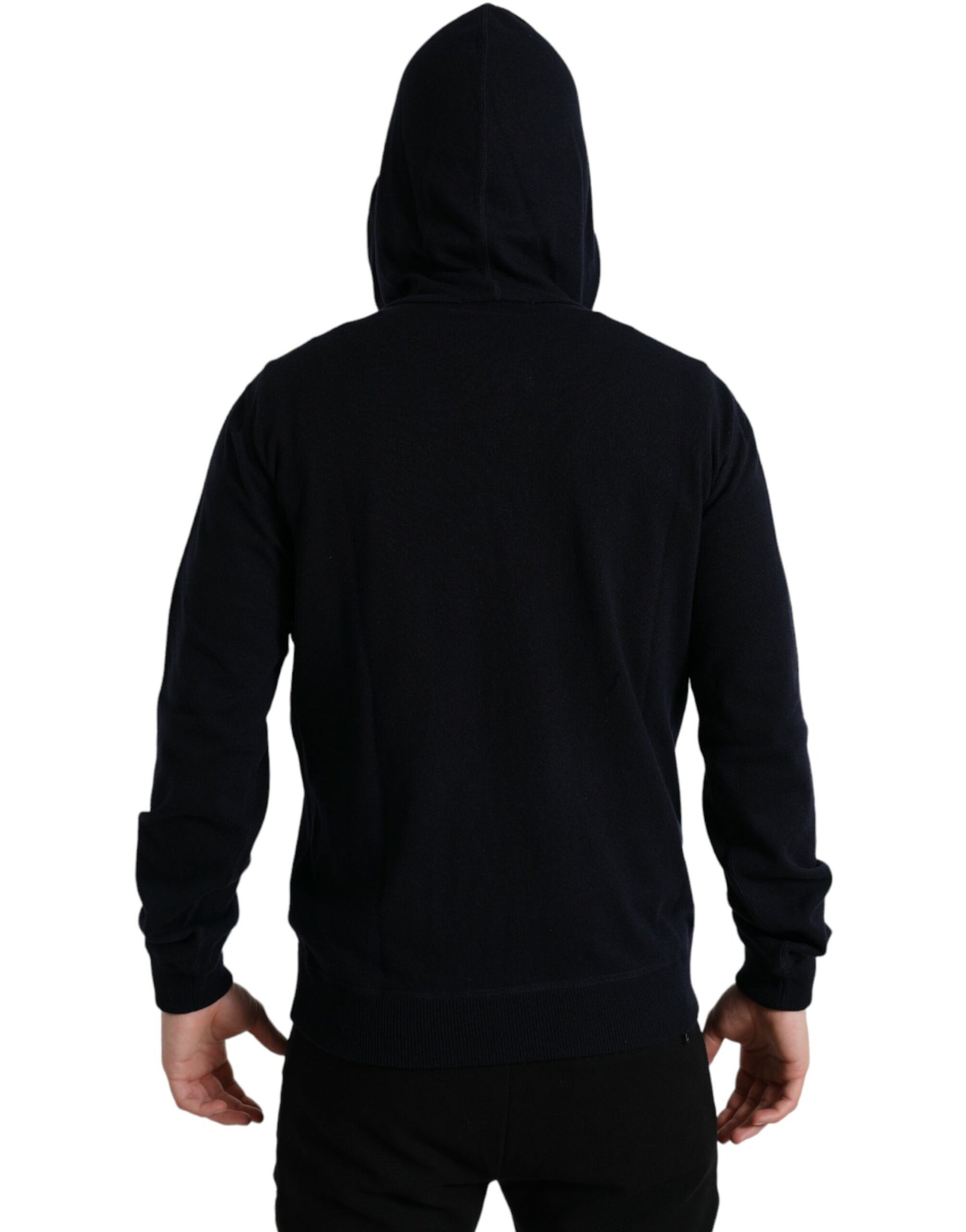 Dolce & Gabbana Blue Cashmere Hooded Pullover Sweater