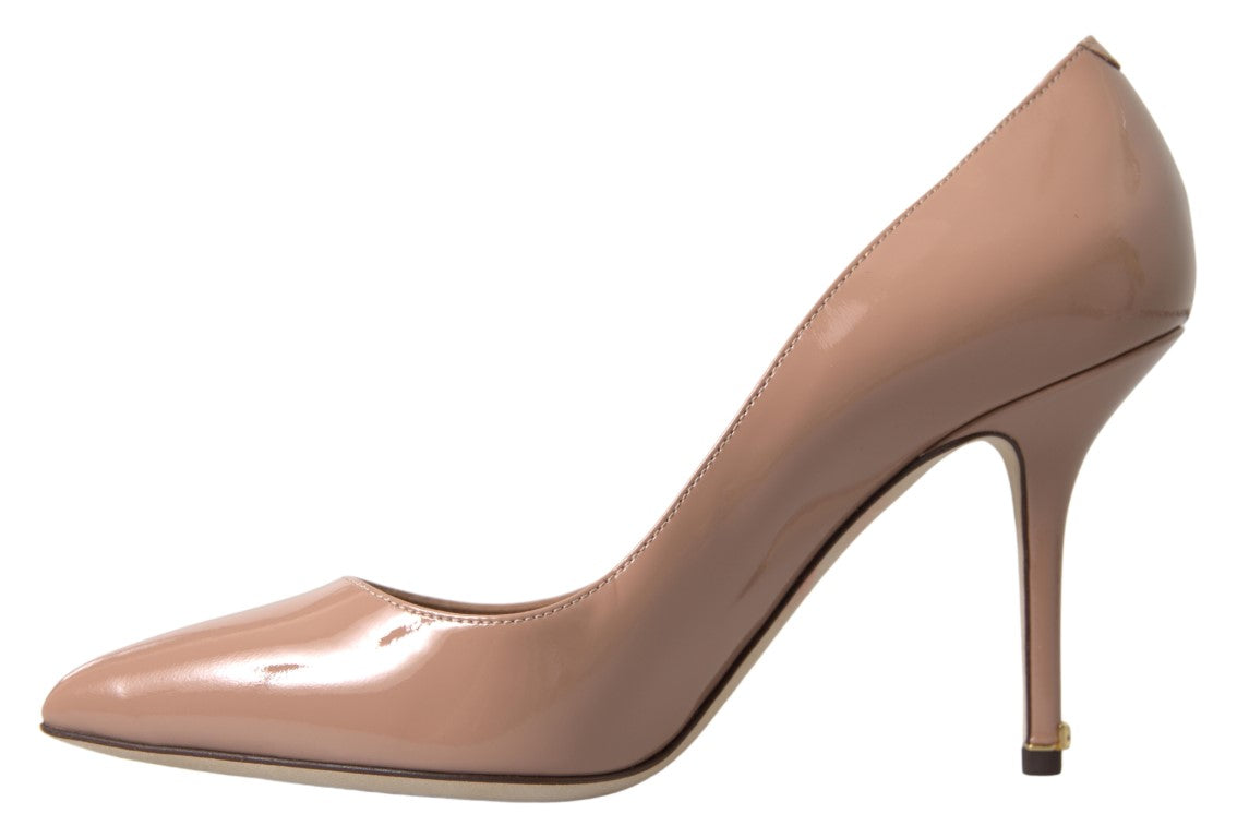 Dolce & Gabbana Beige Leather Pumps Patent Heels Shoes