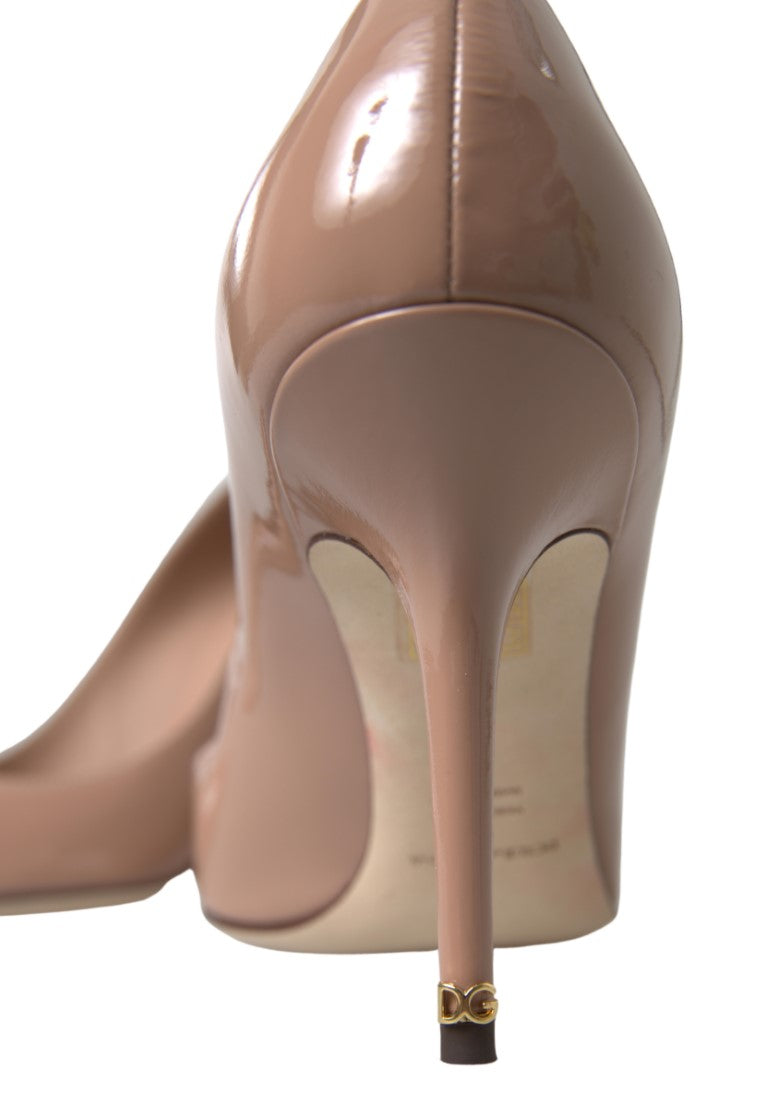 Dolce & Gabbana Beige Leather Pumps Patent Heels Shoes