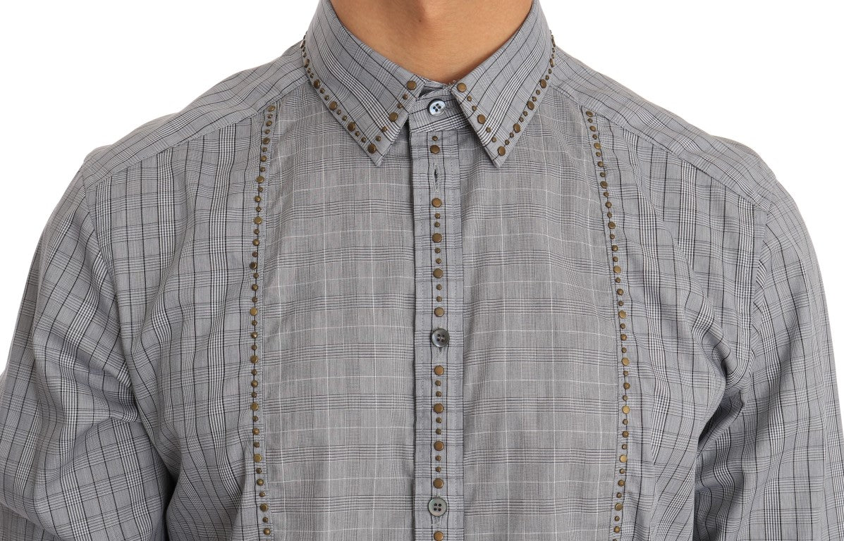 Gray Check GOLD Cotton Slim Fit Shirt