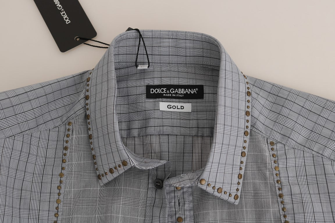 Gray Check GOLD Cotton Slim Fit Shirt