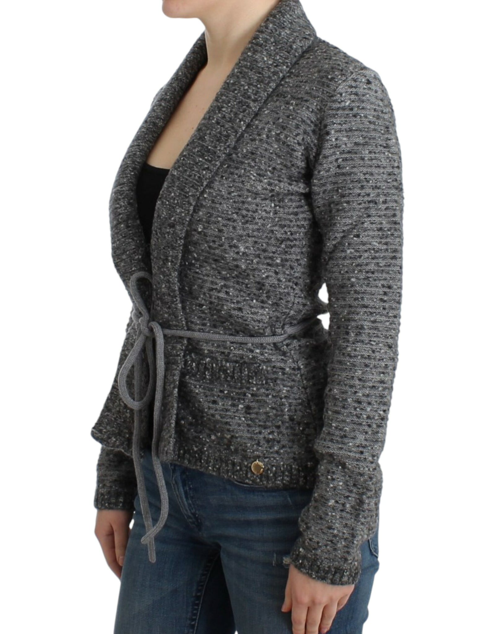 Gray wool knitted cardigan