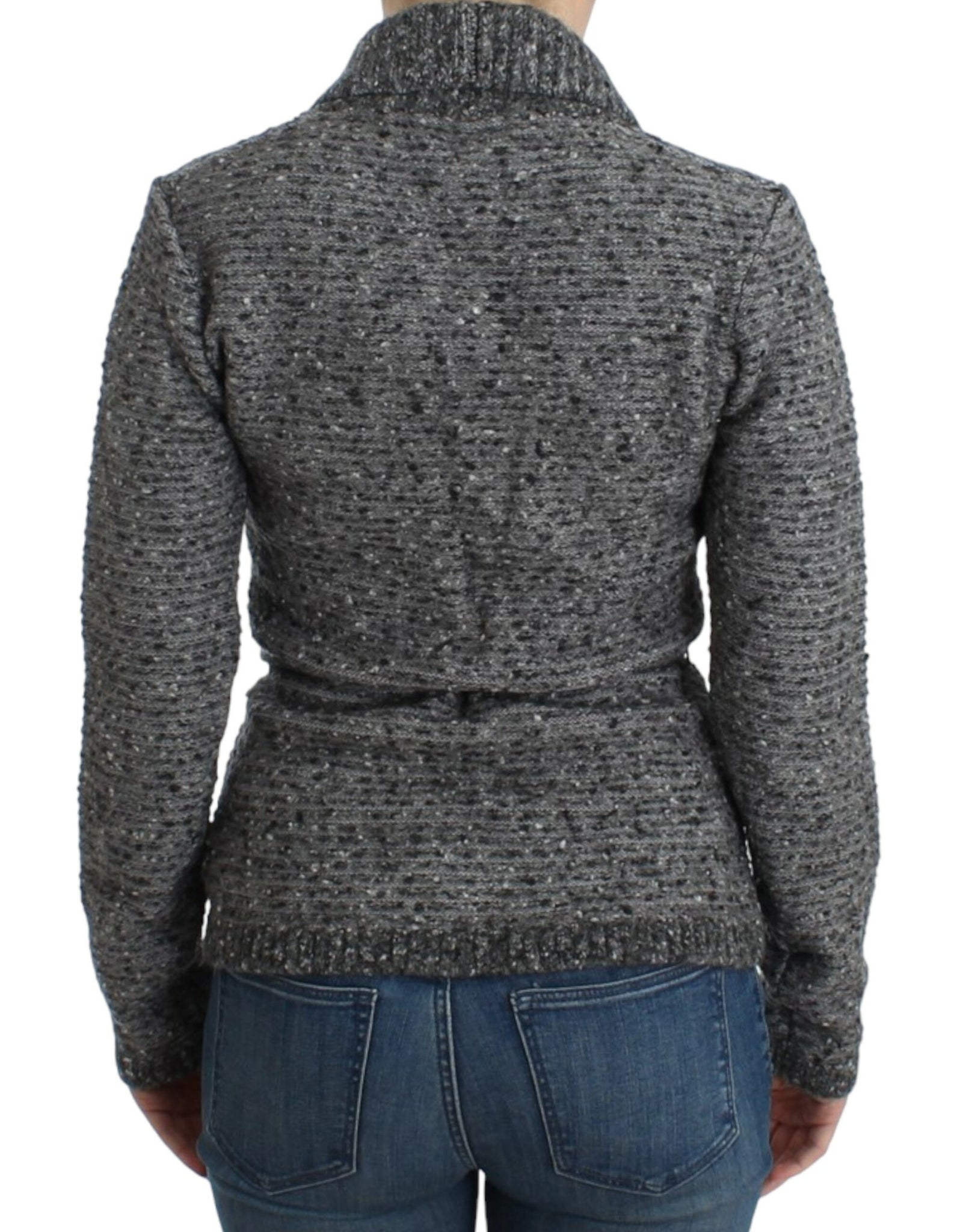 Gray wool knitted cardigan