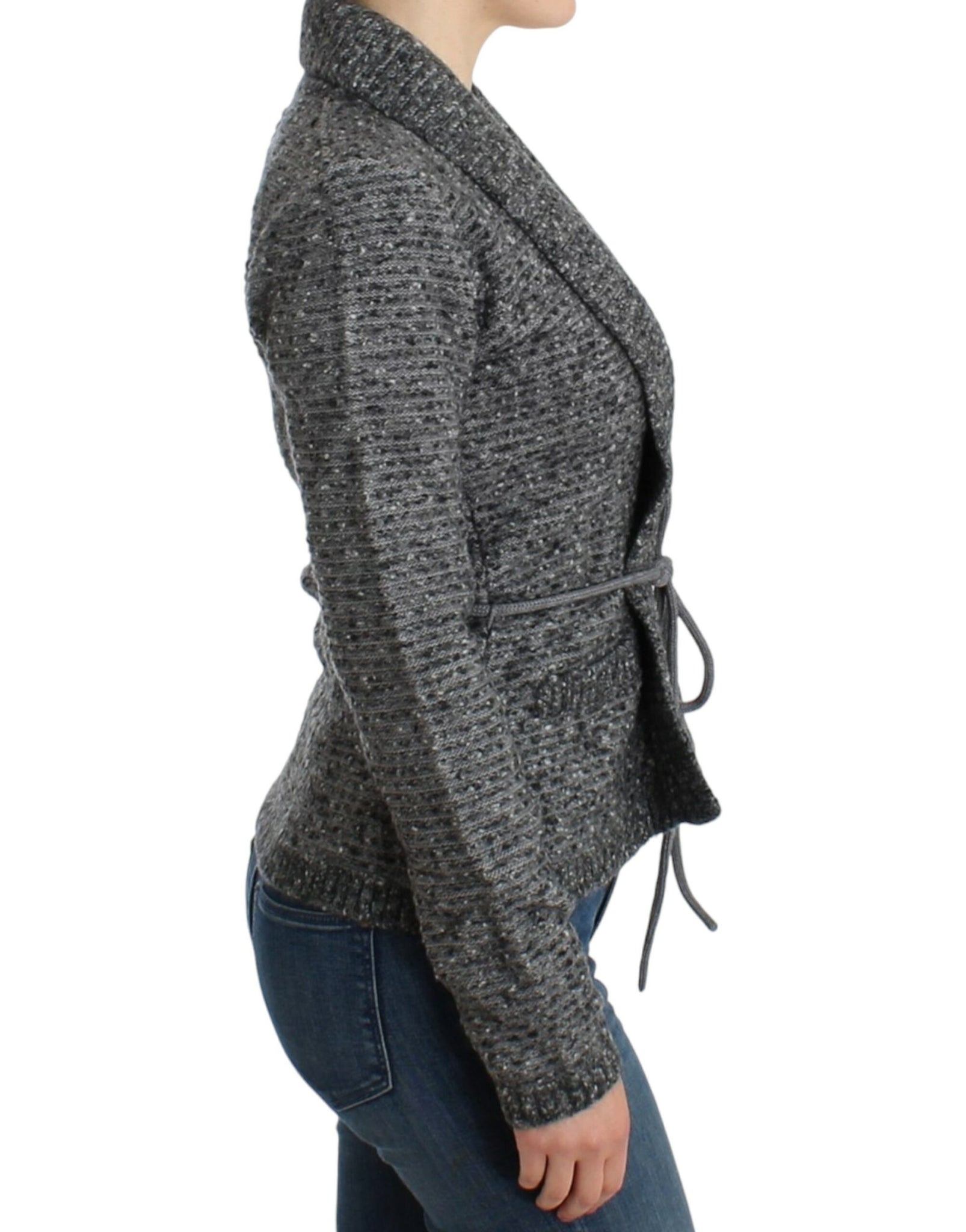 Gray wool knitted cardigan