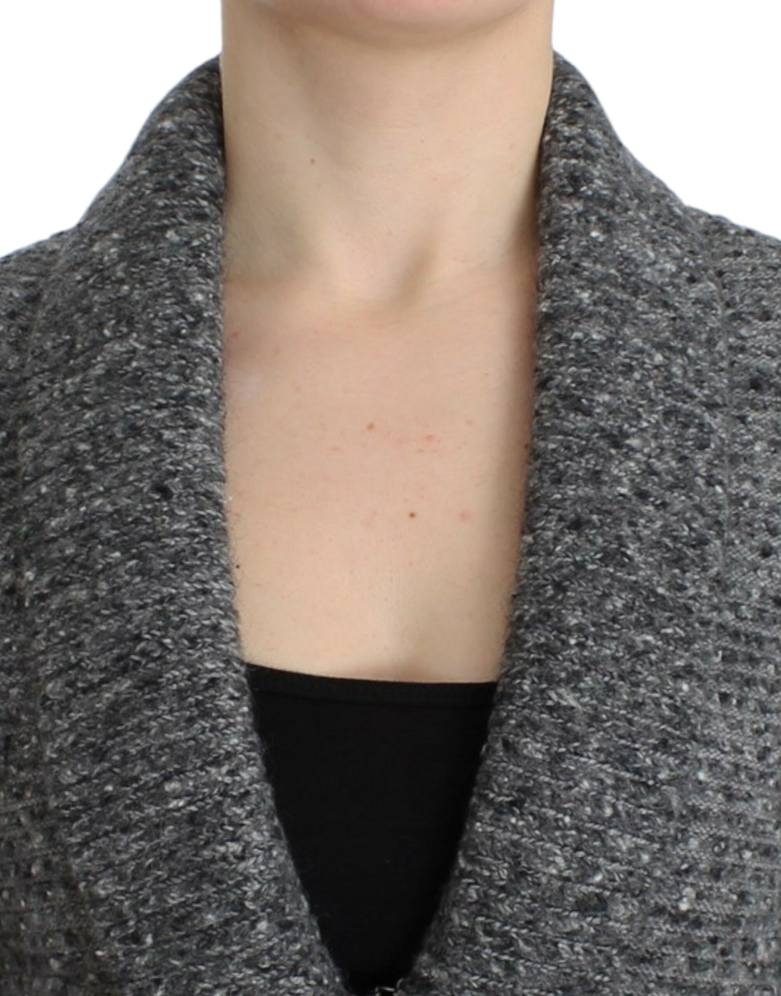 Gray wool knitted cardigan