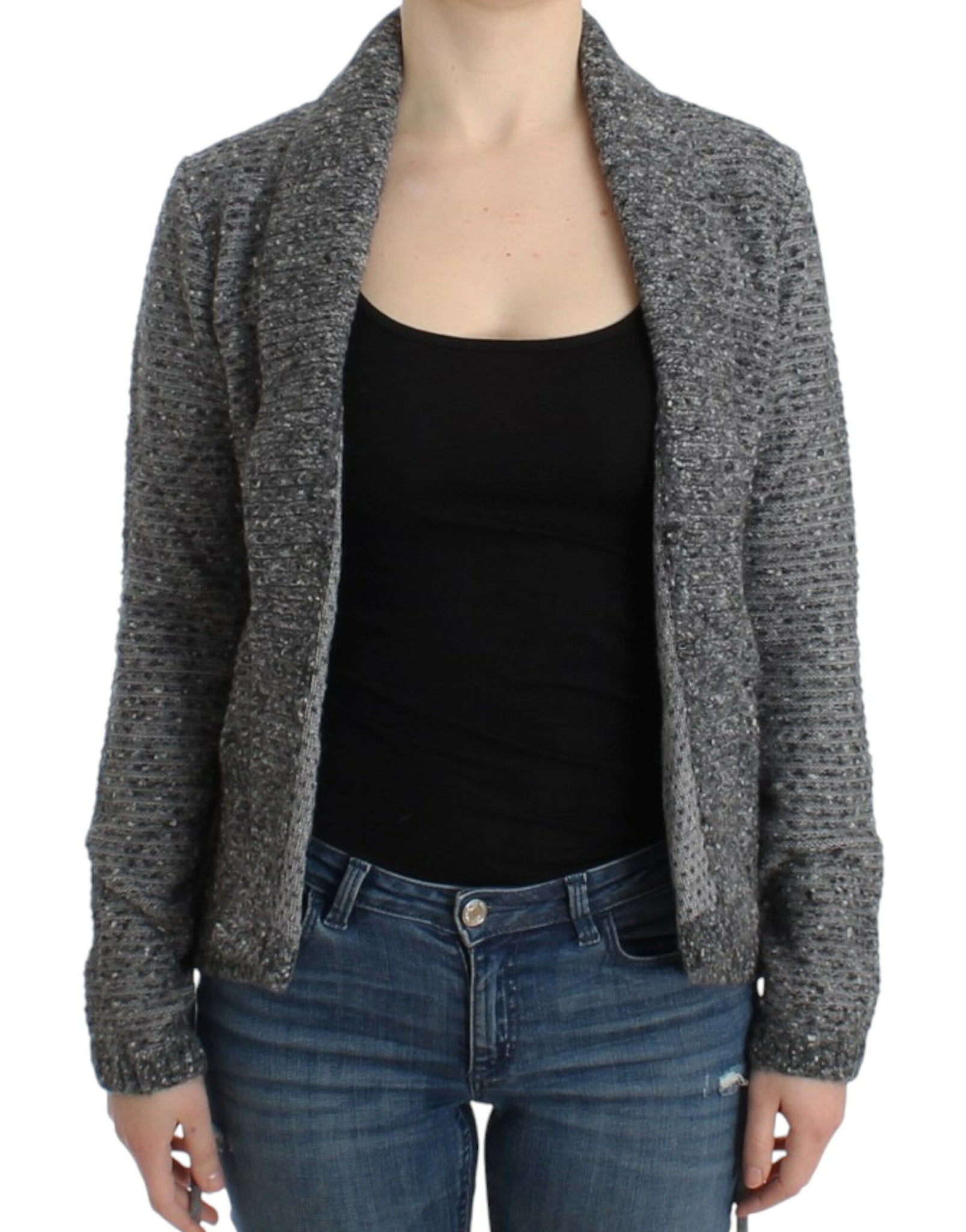 Gray wool knitted cardigan