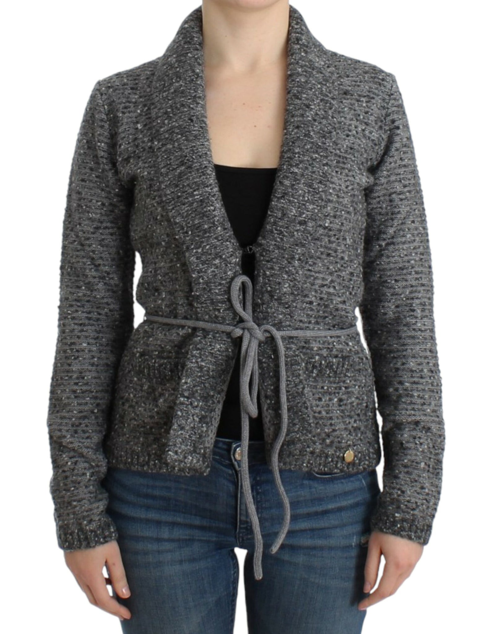 Gray wool knitted cardigan