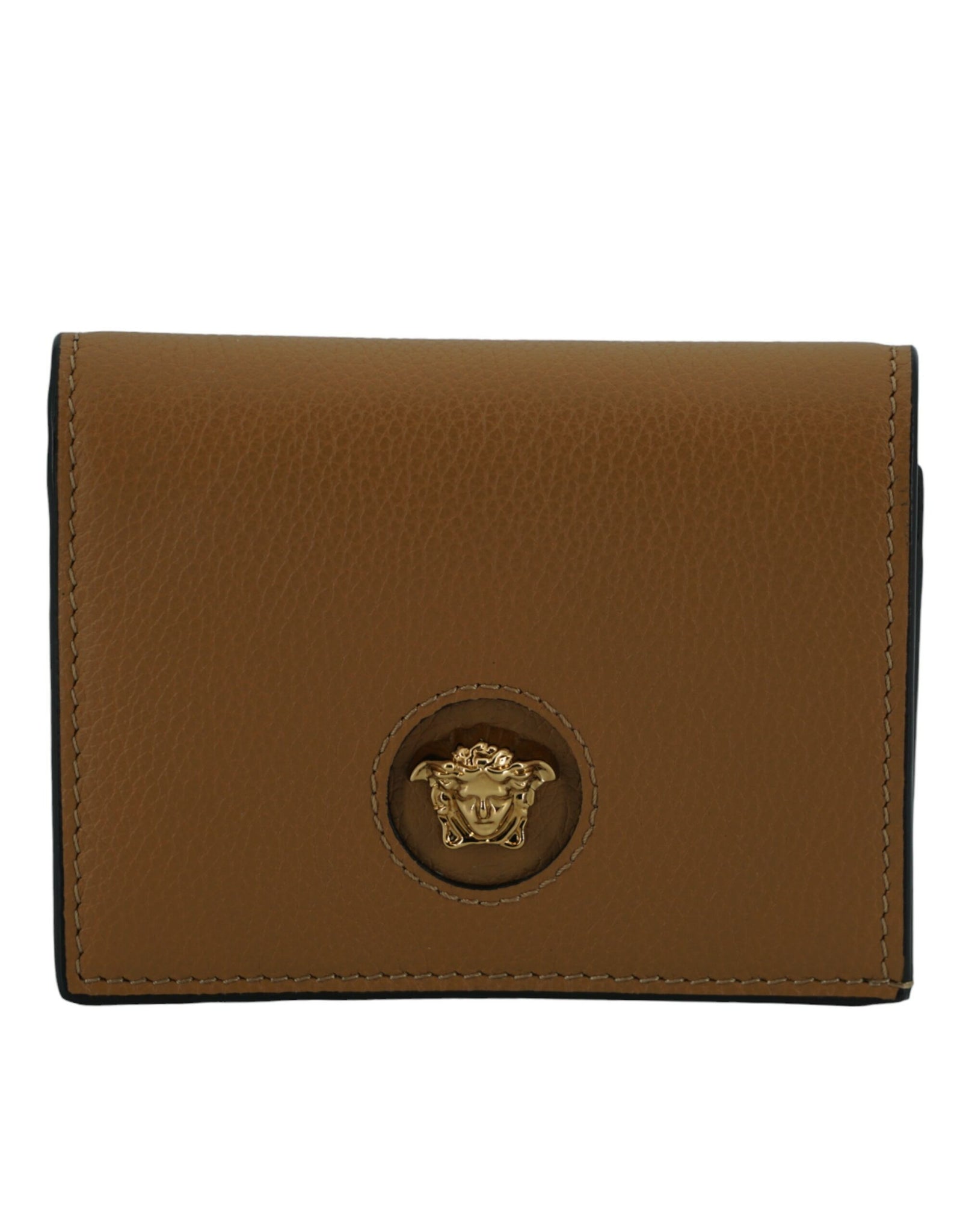 Versace Brown Calf Leather Compact Wallet