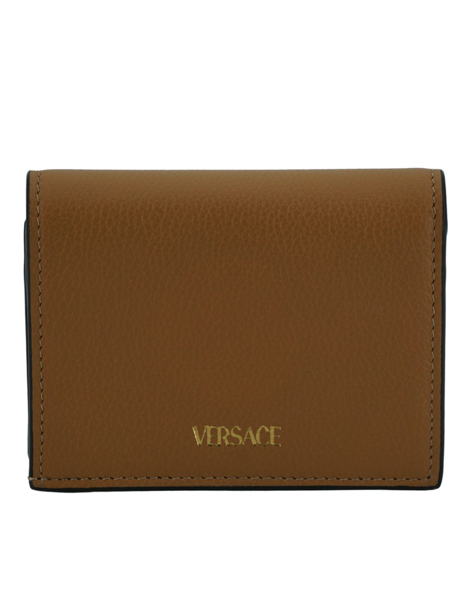 Versace Brown Calf Leather Compact Wallet