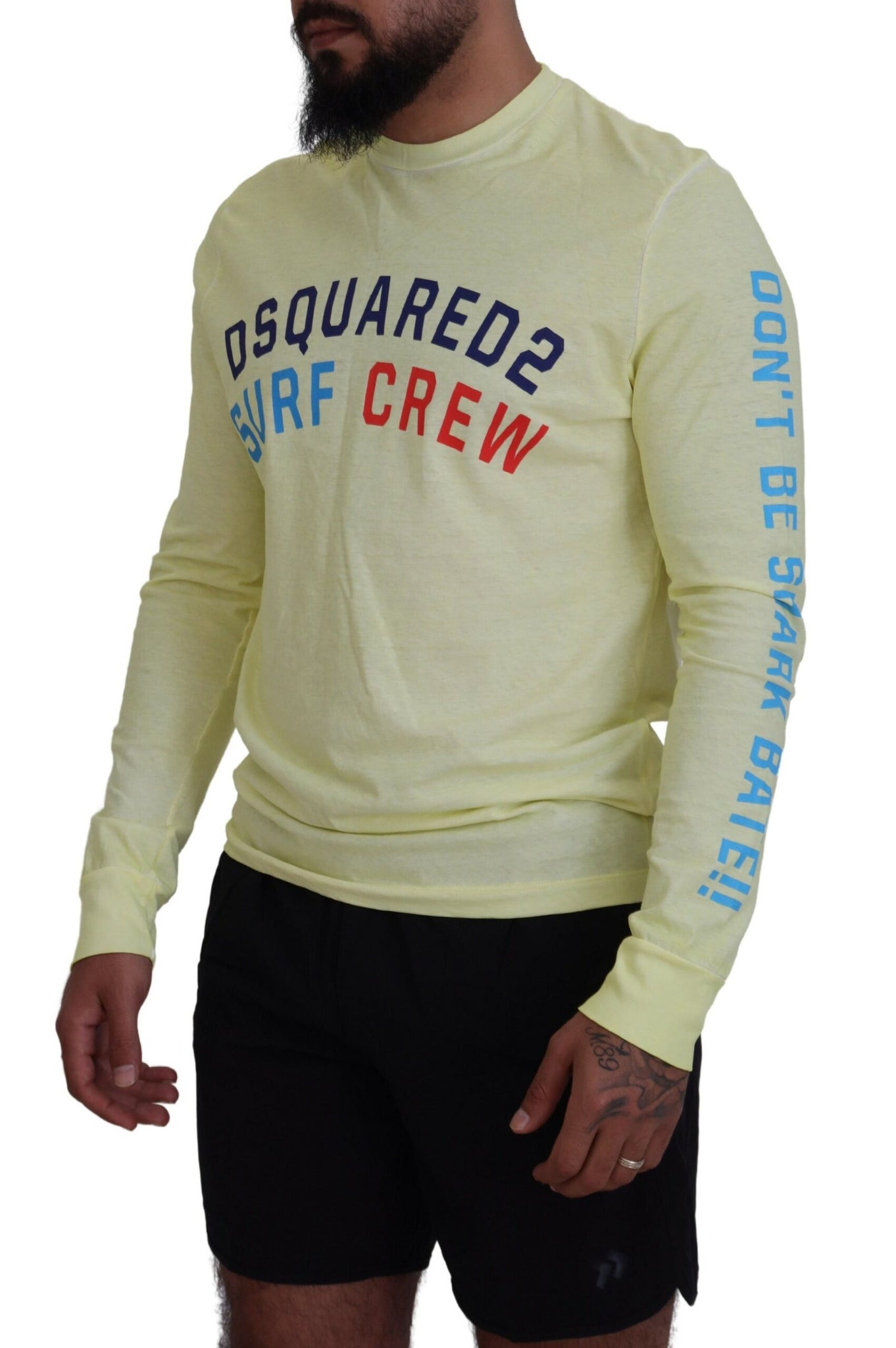 Dsquared² Yellow Colorful Print Long Sleeves Top T-shirt