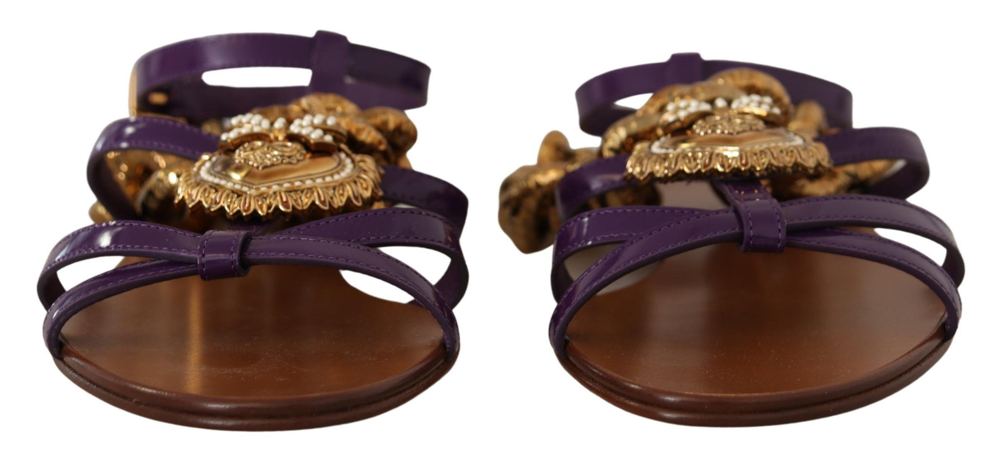 Purple Leather Devotion Flats Sandals Shoes