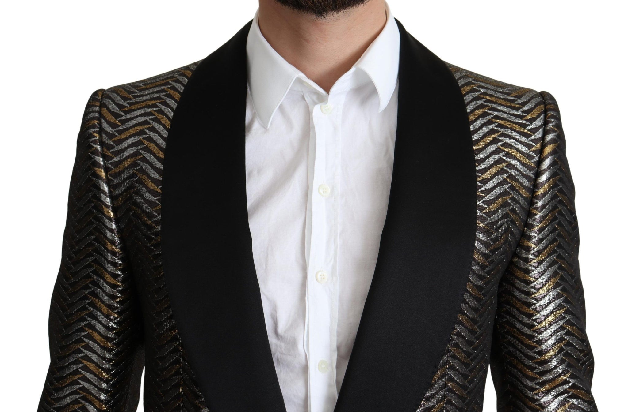 Multicolor Metallic Jacquard Polyester Blazer Jacket