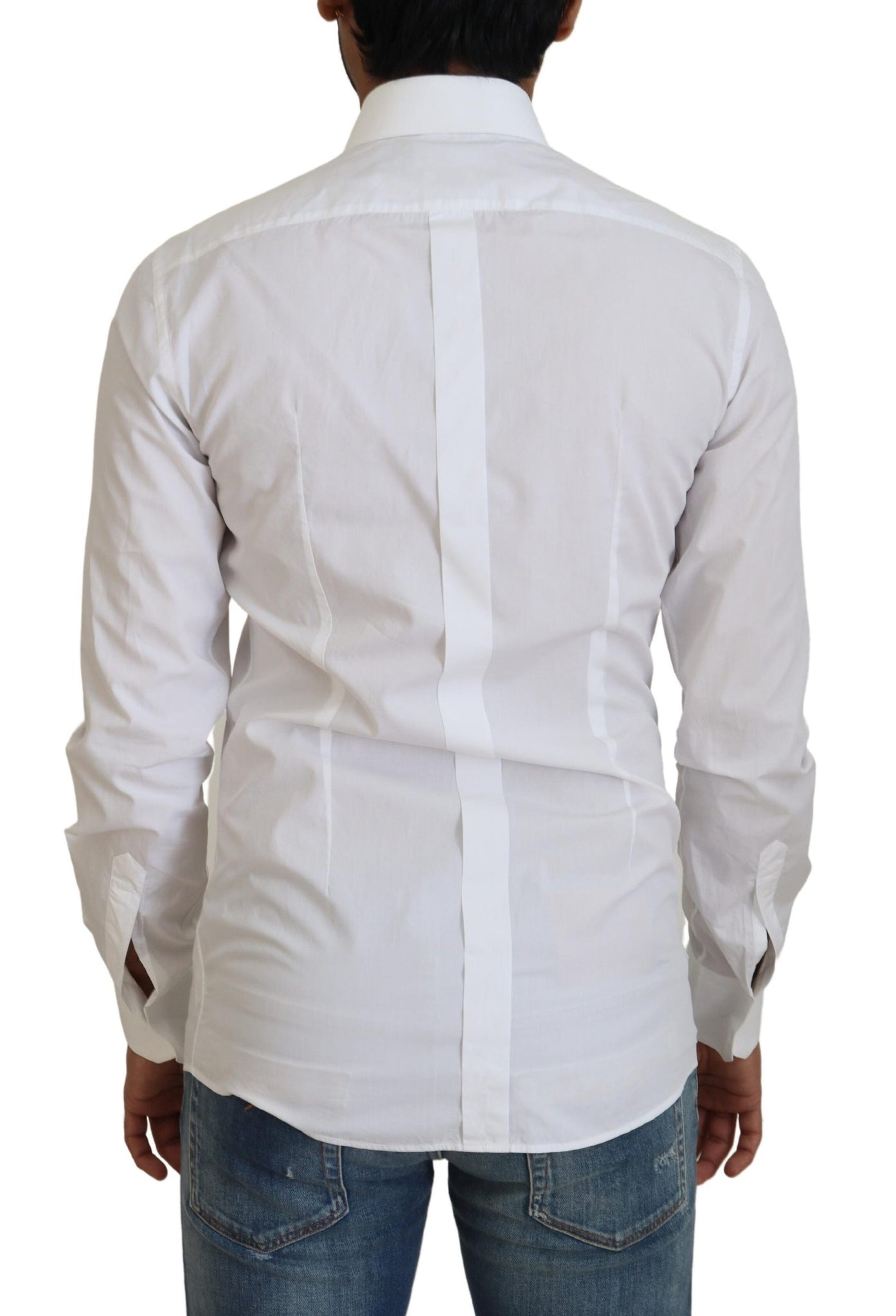 White Cotton Slim Fit Formal Dress GOLD Shirt