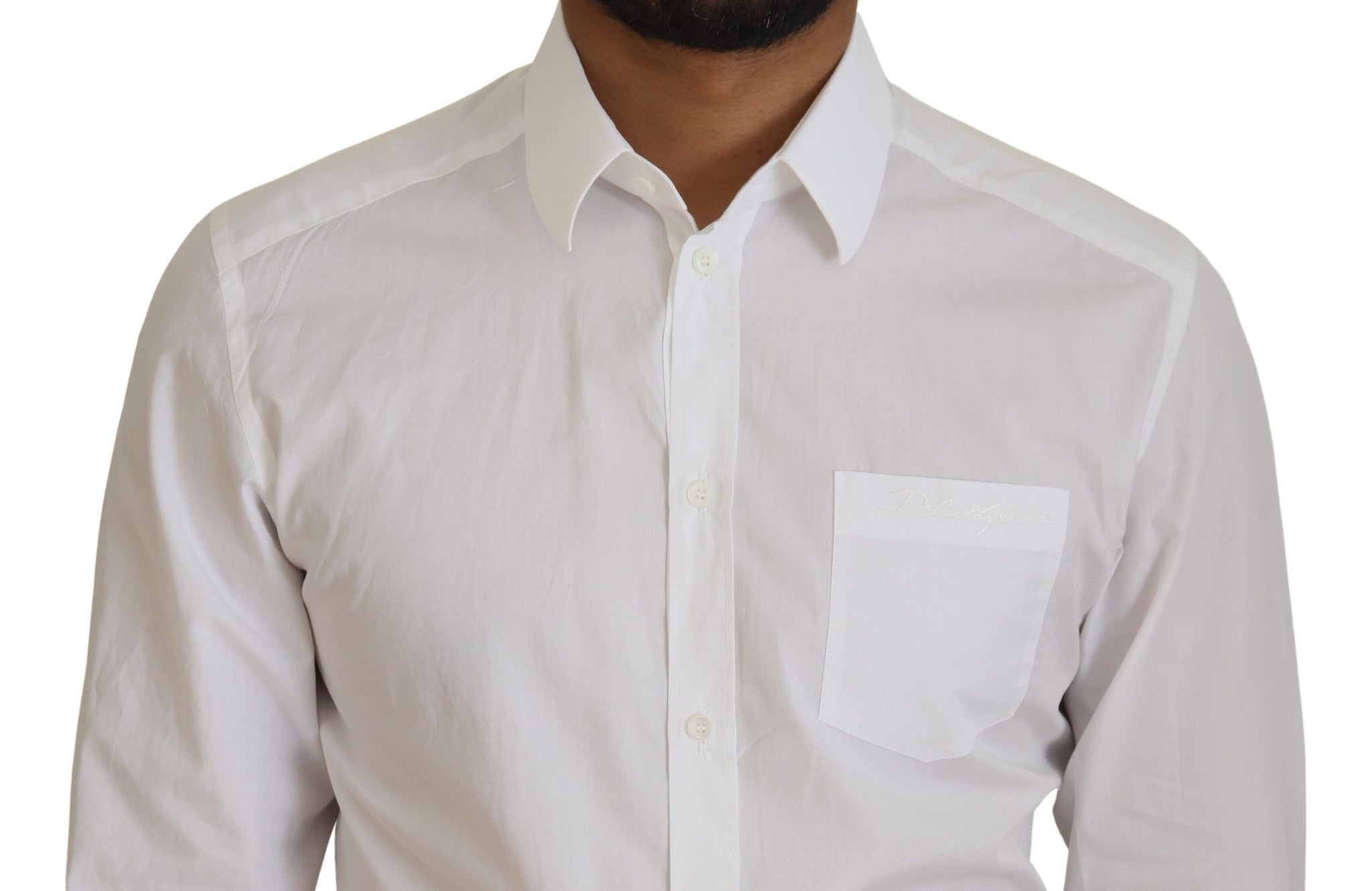 White Cotton Slim Fit Formal Dress GOLD Shirt