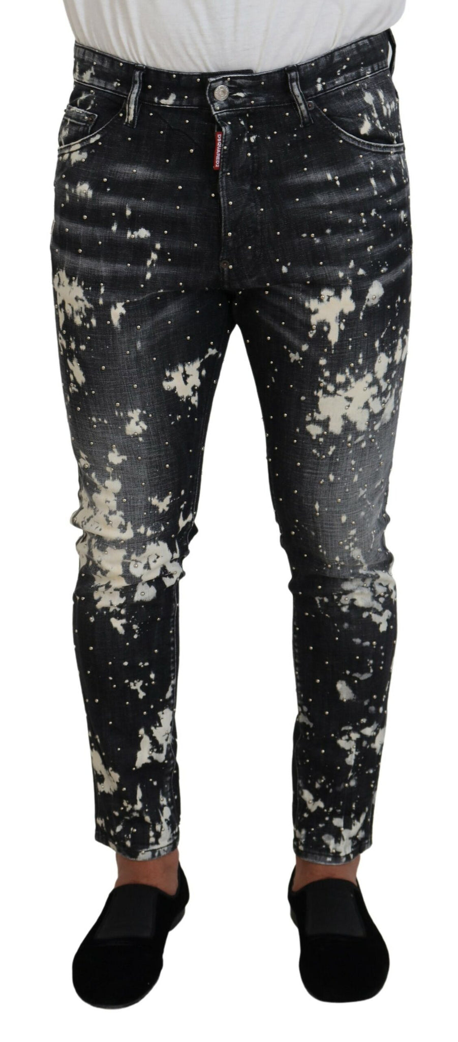 Dsquared² Gray Wash White Splash Print Skinny Denim Jeans