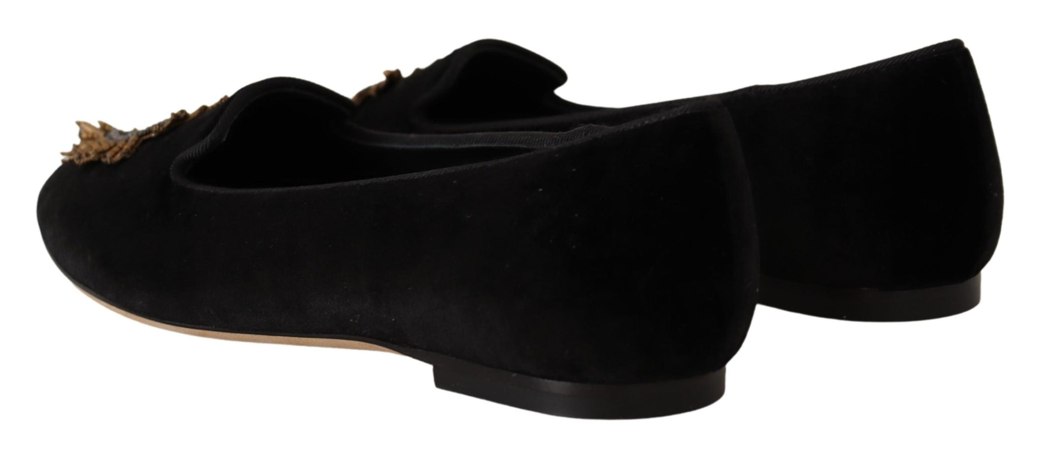 Black DG Sacred Heart Patch Slip On Flat Shoes