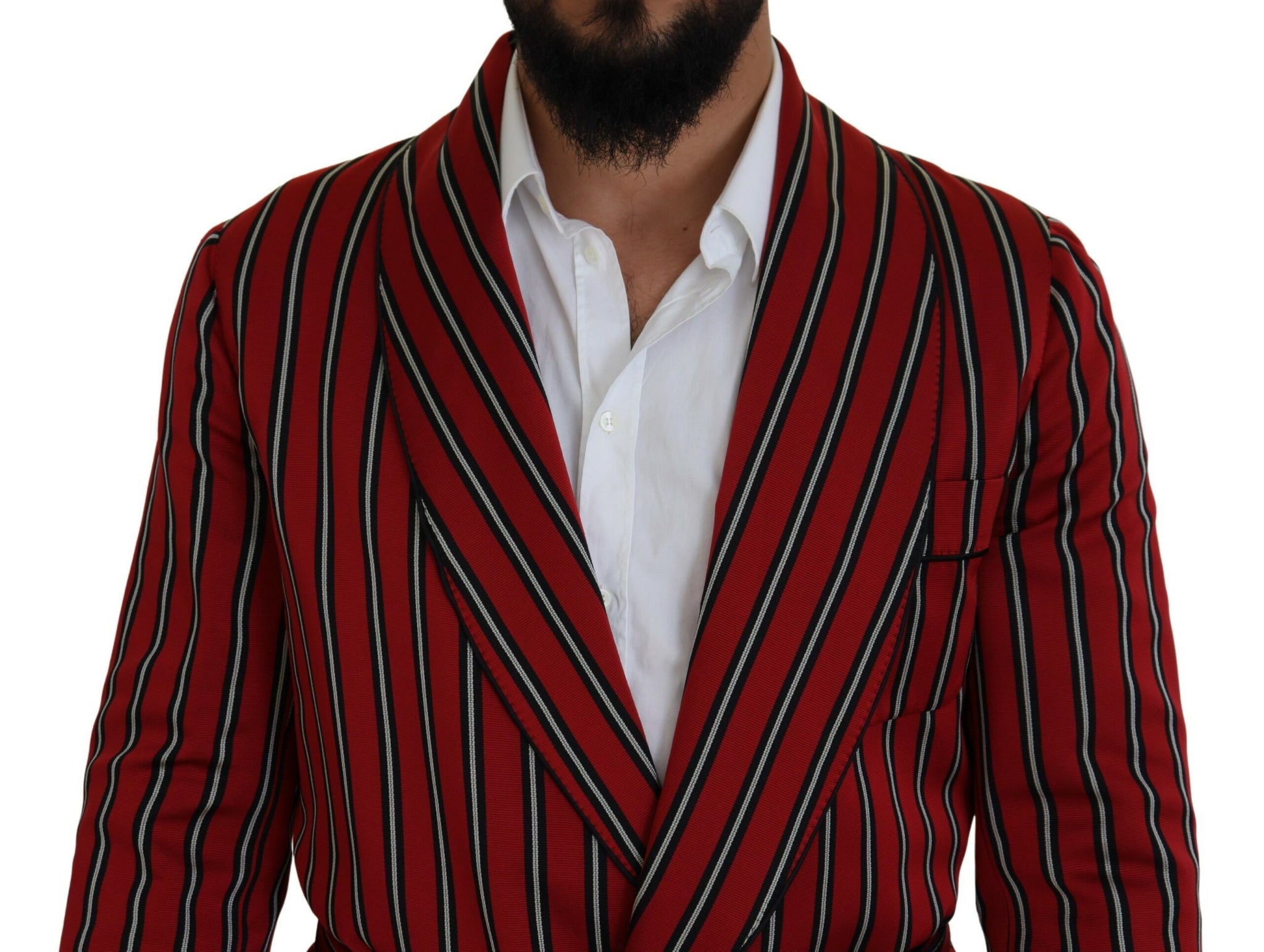 Red Striped Martini Printed Lining Robe