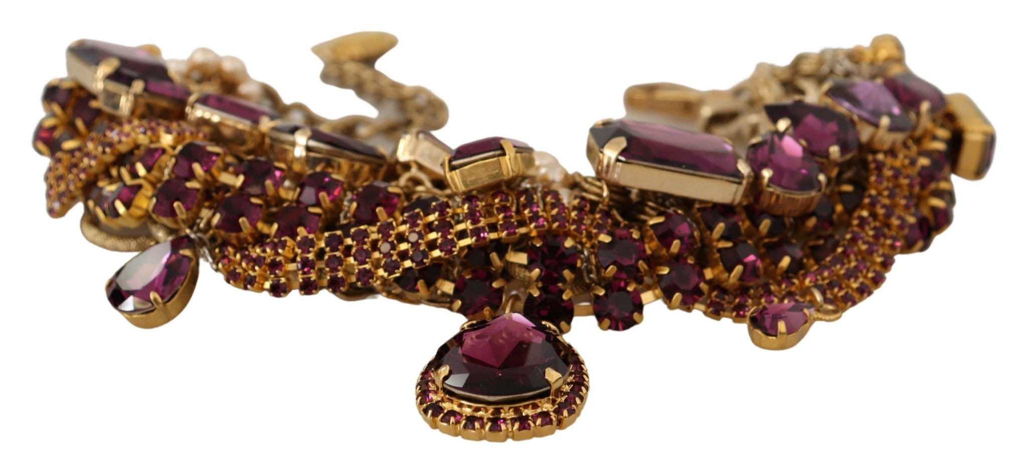 Gold Brass Sicily Purple Crystal Necklace