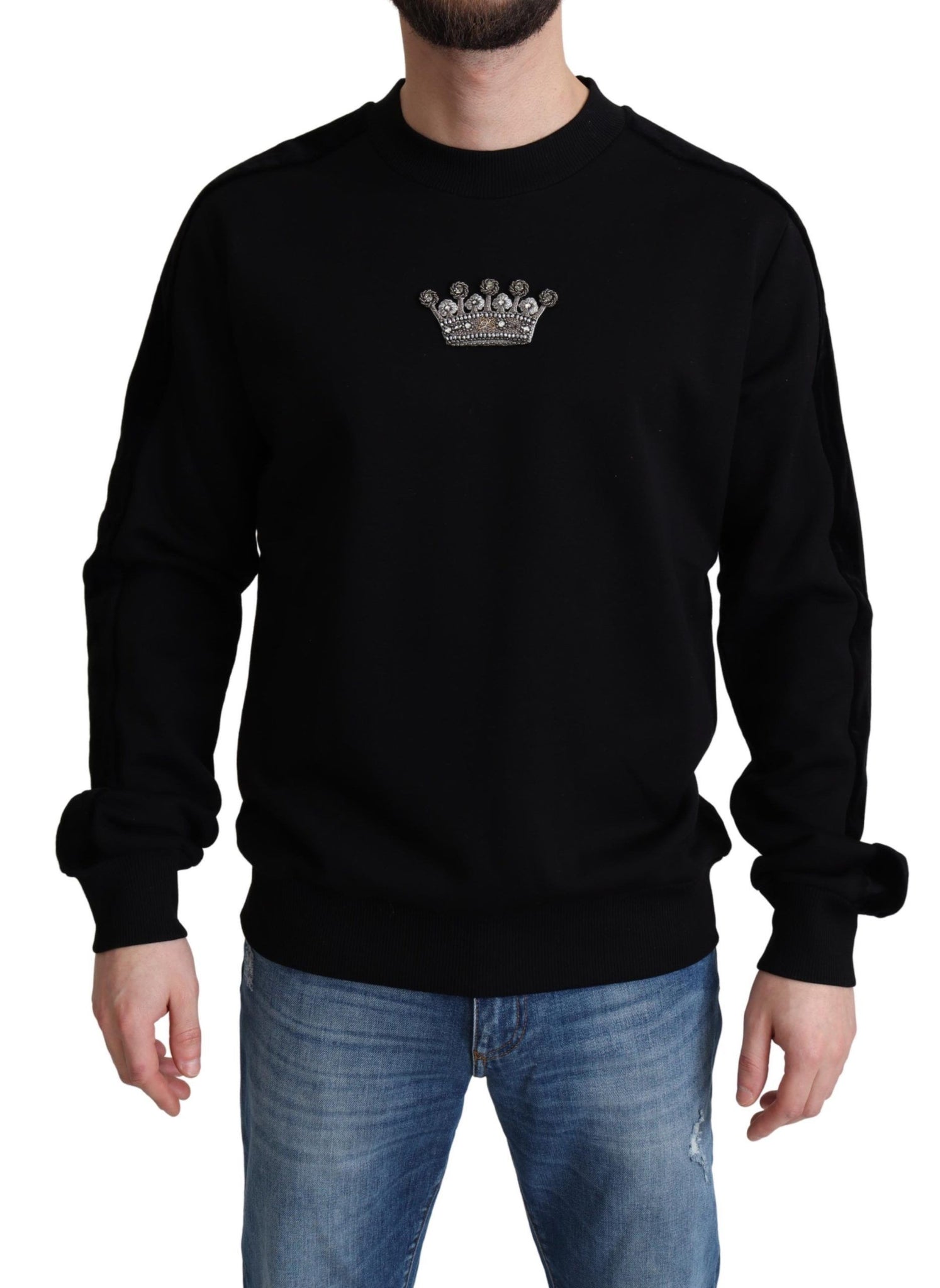 Dolce & Gabbana Elegant Crystal Crown Crewneck Sweater