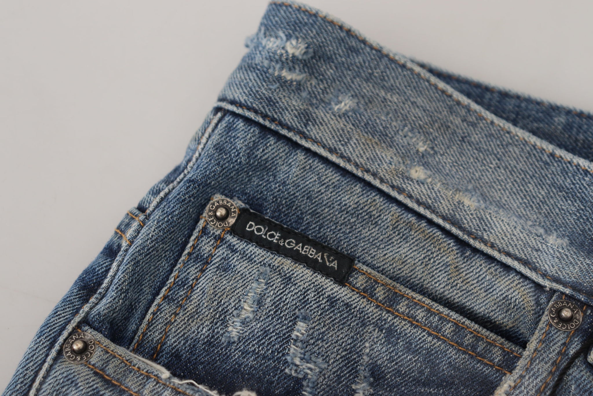 Blue Cotton Tattered Straight Fit Denim Jeans