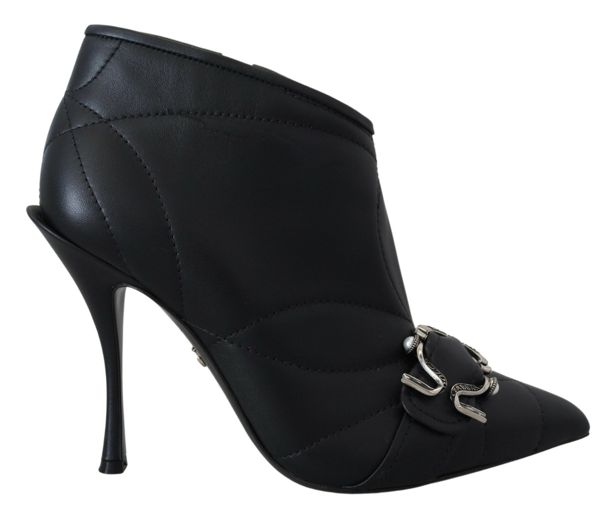 Dolce & Gabbana Black Devotion Quilted Buckled Ankle Boots Shoes