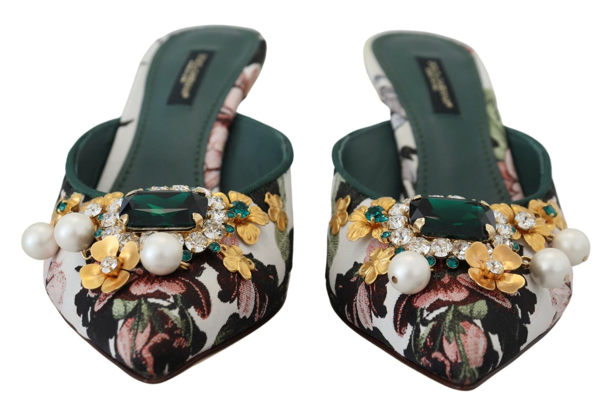 Dolce & Gabbana Multicolor Crystal Embellishment Slip On Sandals