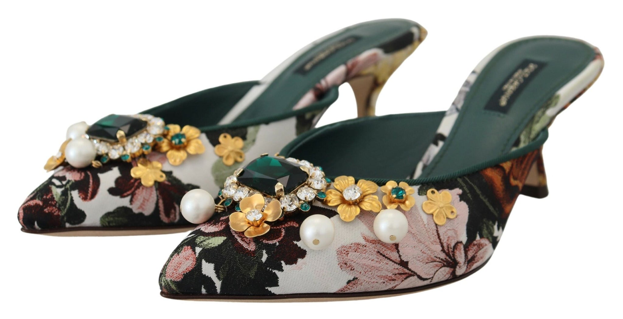 Dolce & Gabbana Multicolor Crystal Embellishment Slip On Sandals