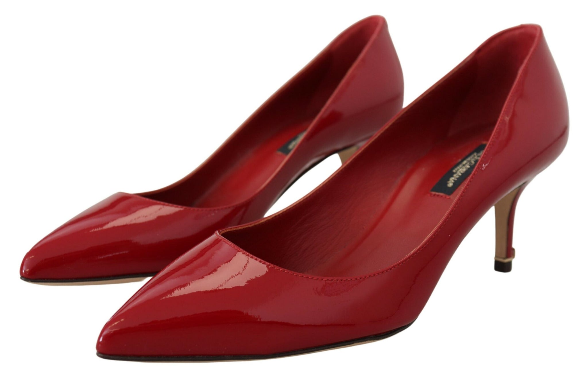 Dolce & Gabbana Red Patent Leather Kitten Heels Pumps Shoes