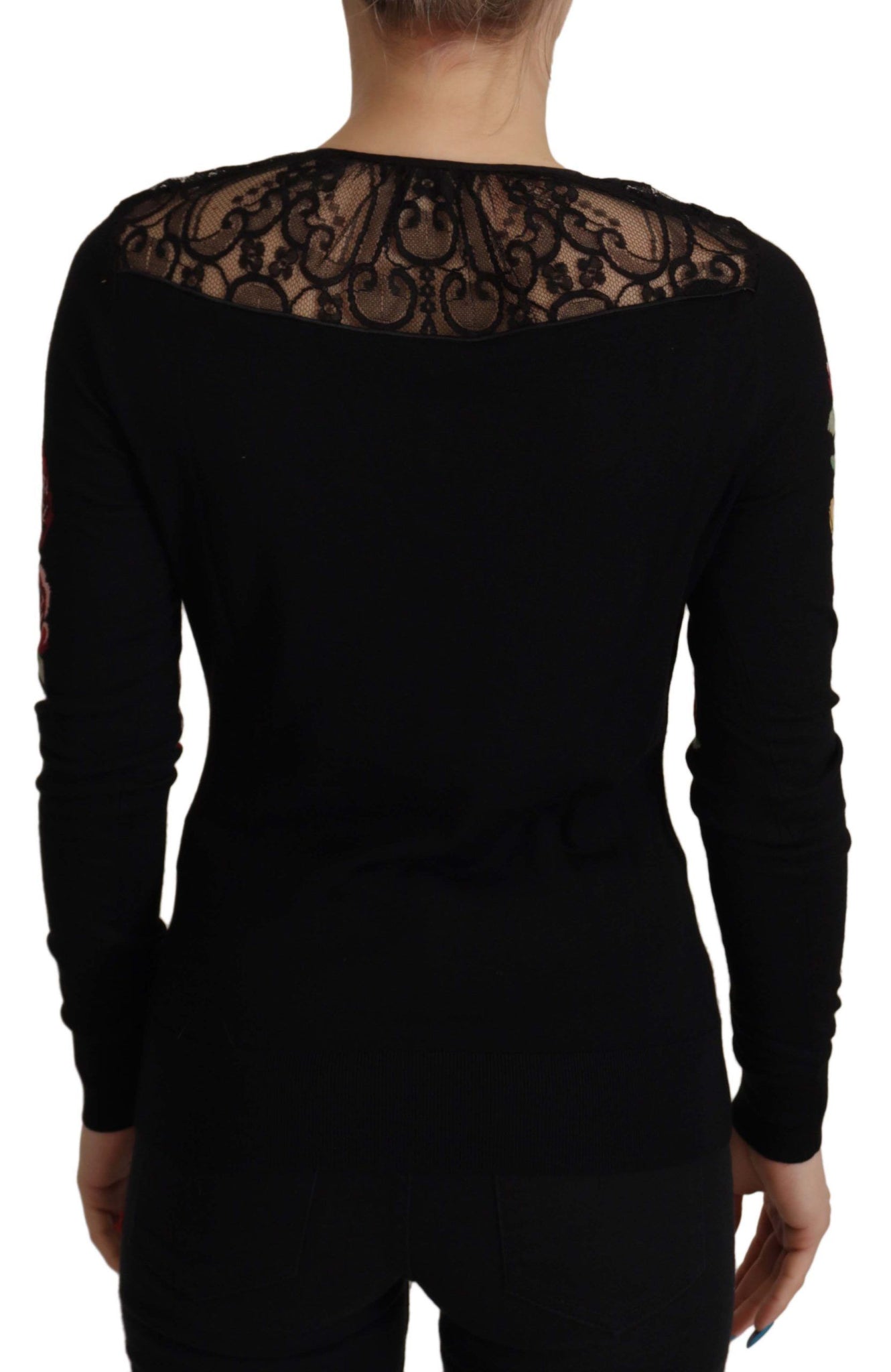 Black Lace Angel Roses Cardigan Sweater