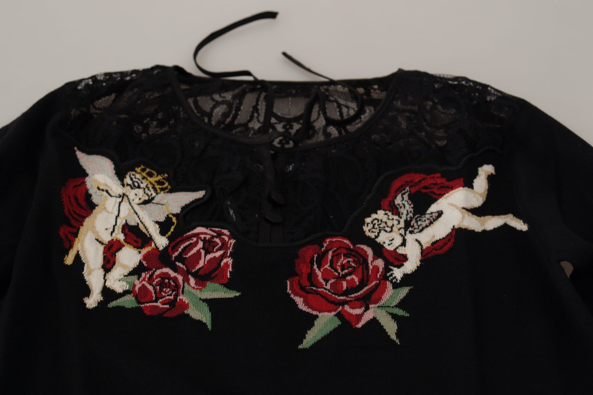 Black Lace Angel Roses Cardigan Sweater