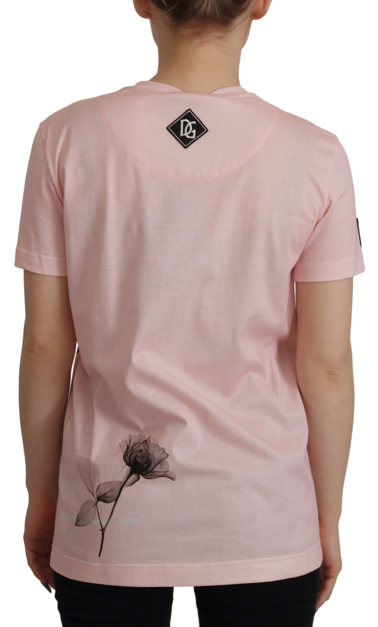 Pink Floral Cotton Henley Cotton  T-shirt