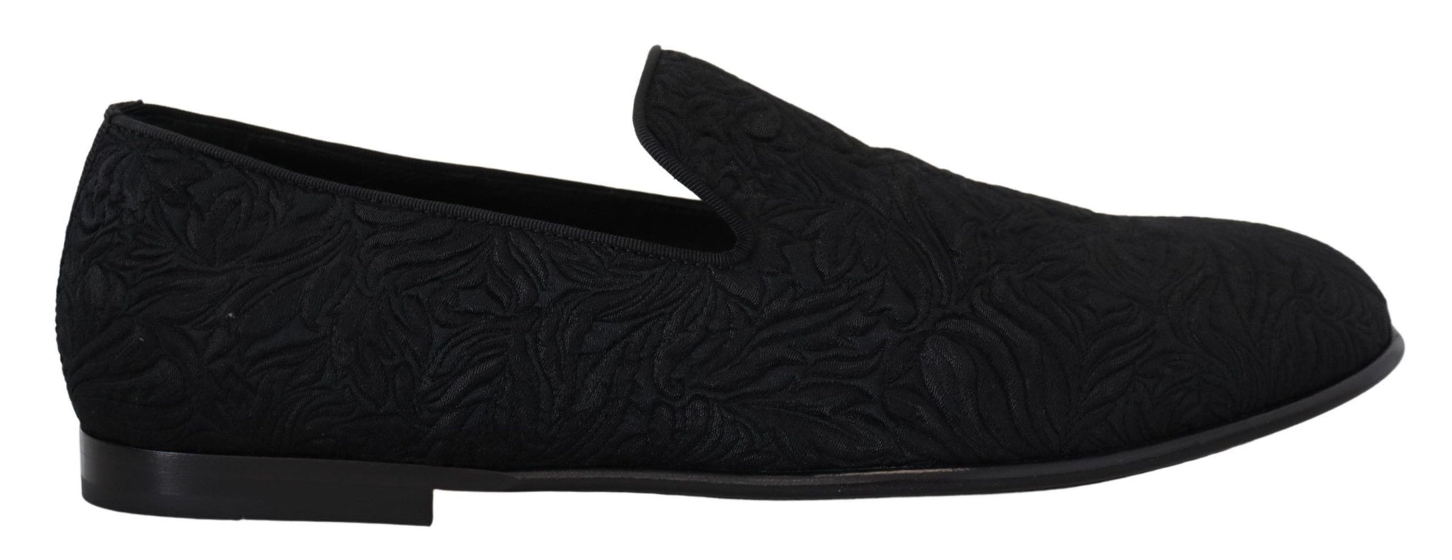 Black Floral Jacquard Slippers Loafers Shoes