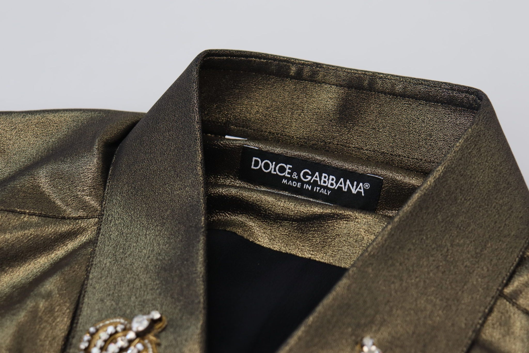 Metallic Gold DG Embroidered Crown Silk Shirt