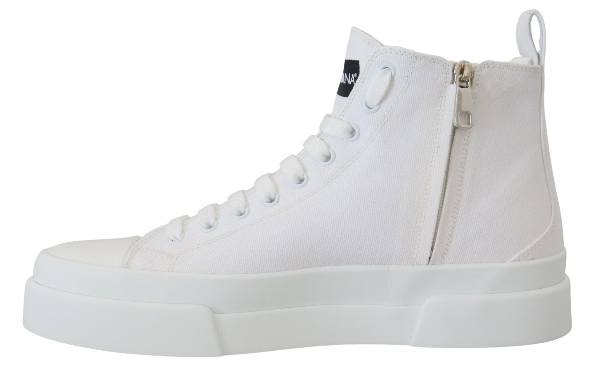 White Canvas Cotton High Tops Sneakers Shoes