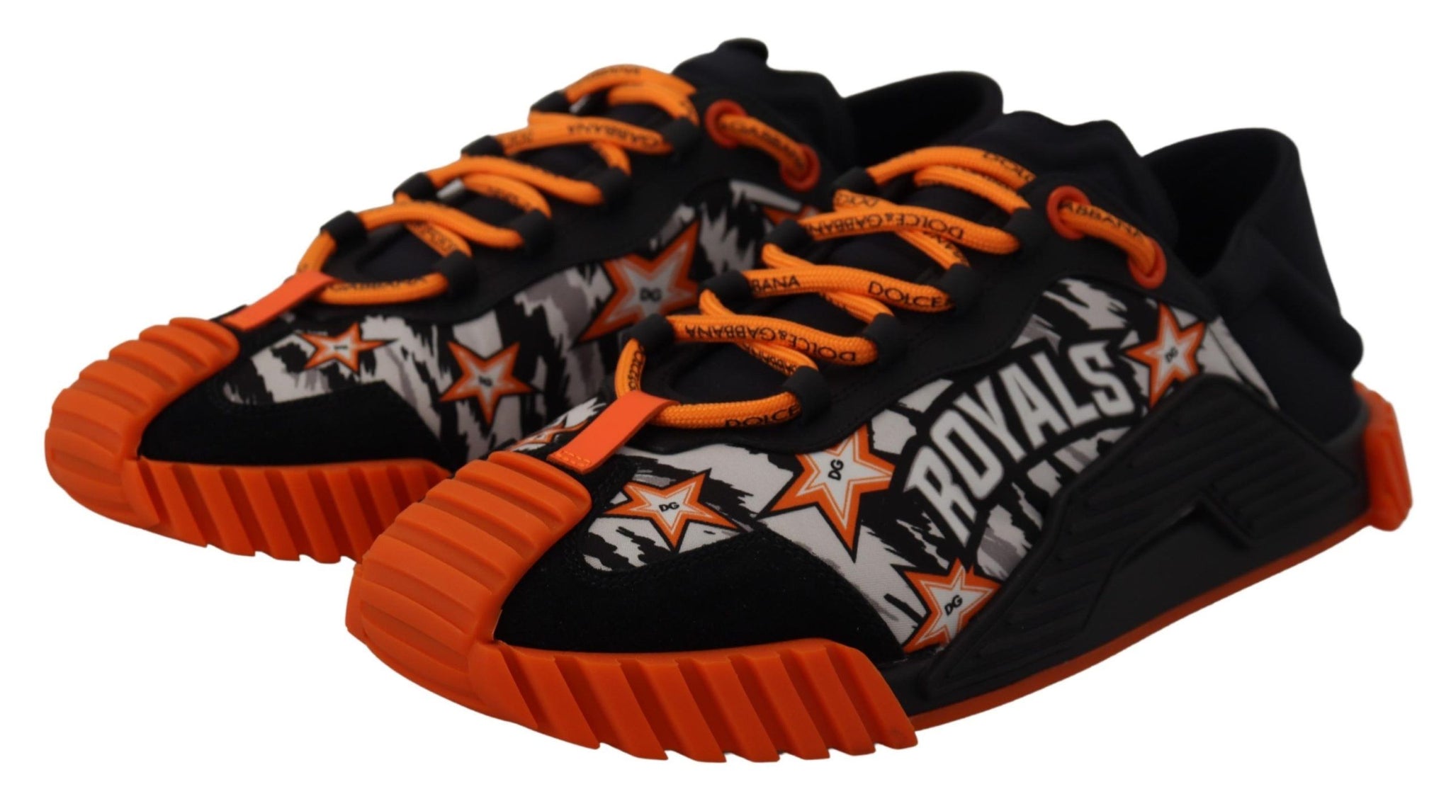 Black Orange Fabric Lace Up Sneakers NS1 Shoes