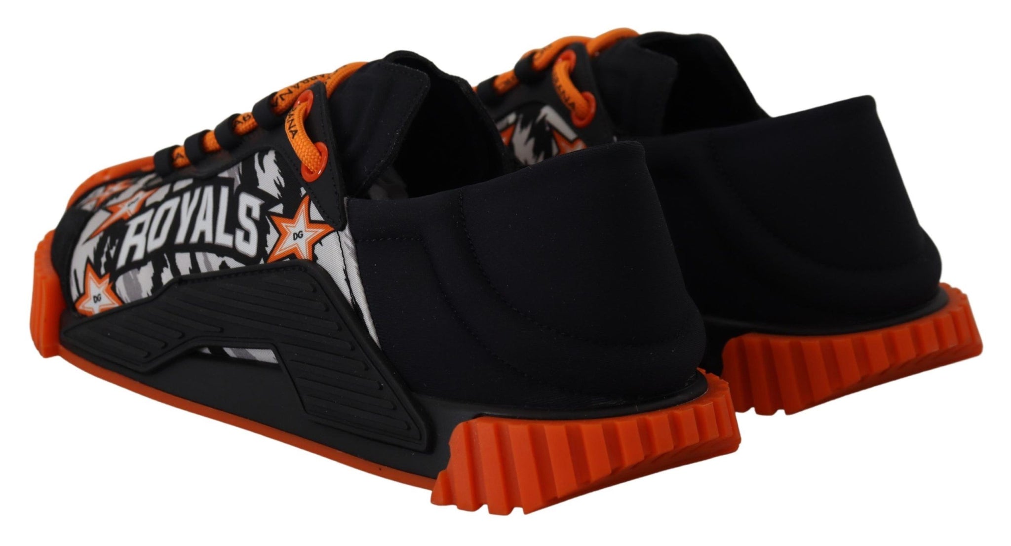 Black Orange Fabric Lace Up Sneakers NS1 Shoes