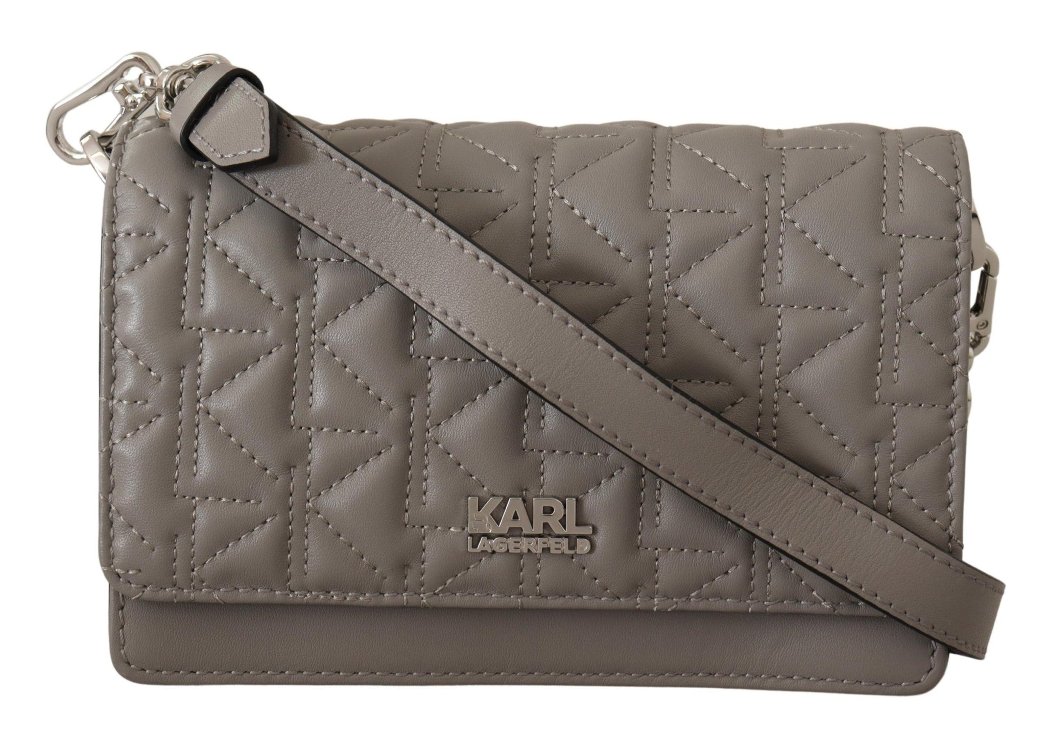 Light Grey Leather Crossbody Bag