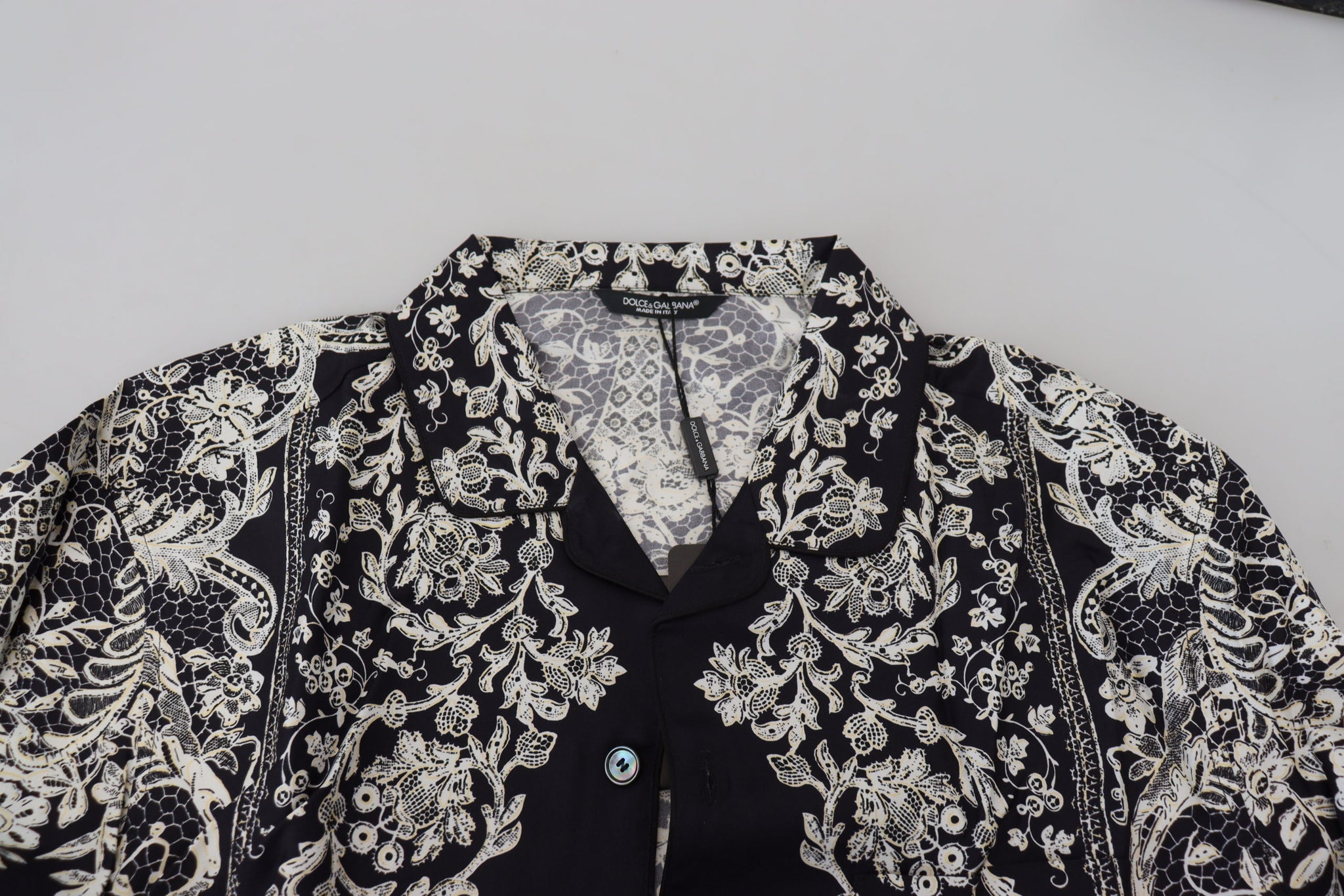 Blue Silk Floral Baroque Satin Casual Shirt