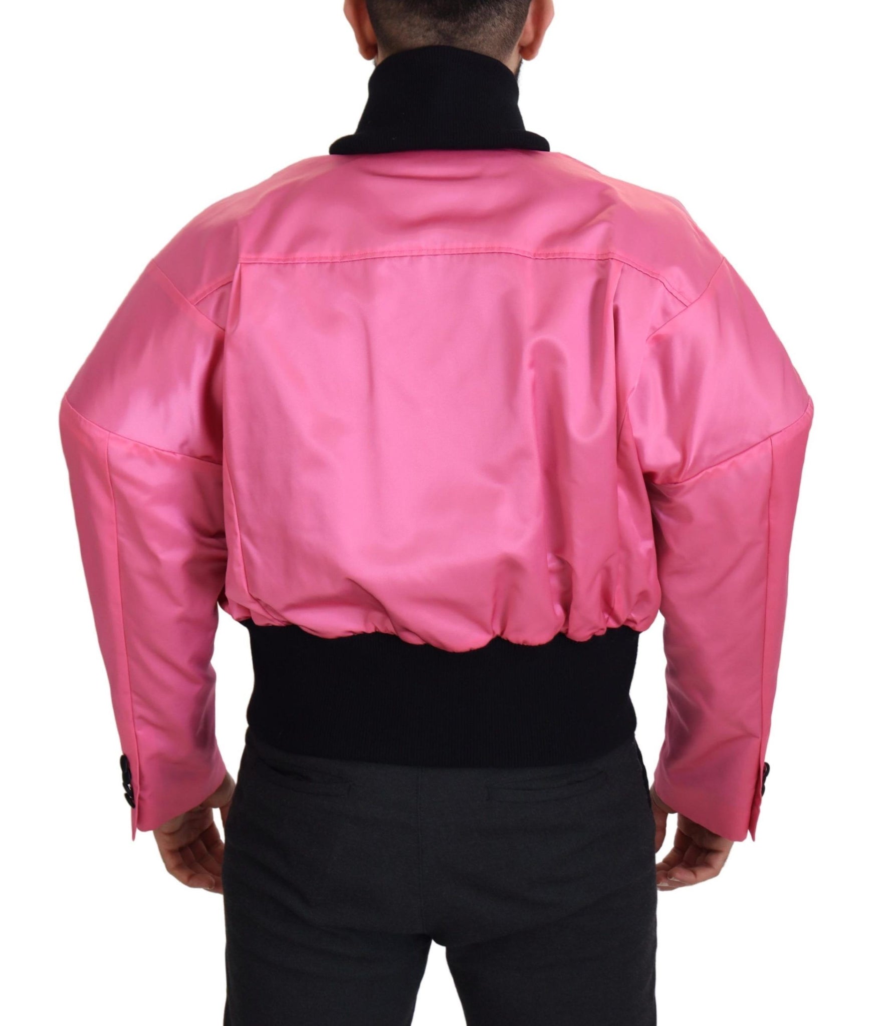 Nylon Pink Men Full Zip Bomber Jacket